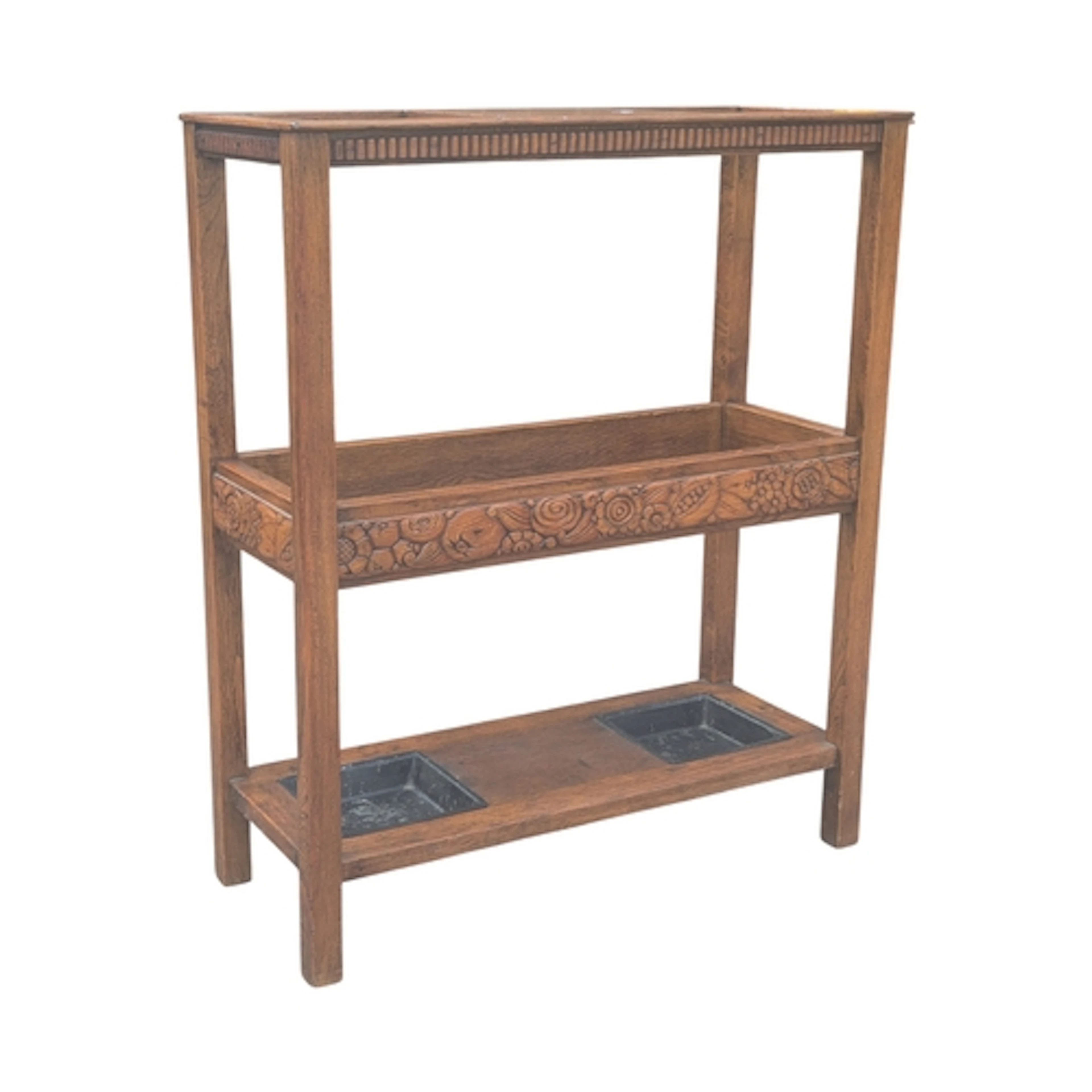 Early 20th century carved jacobean revival hall way oak umbr...