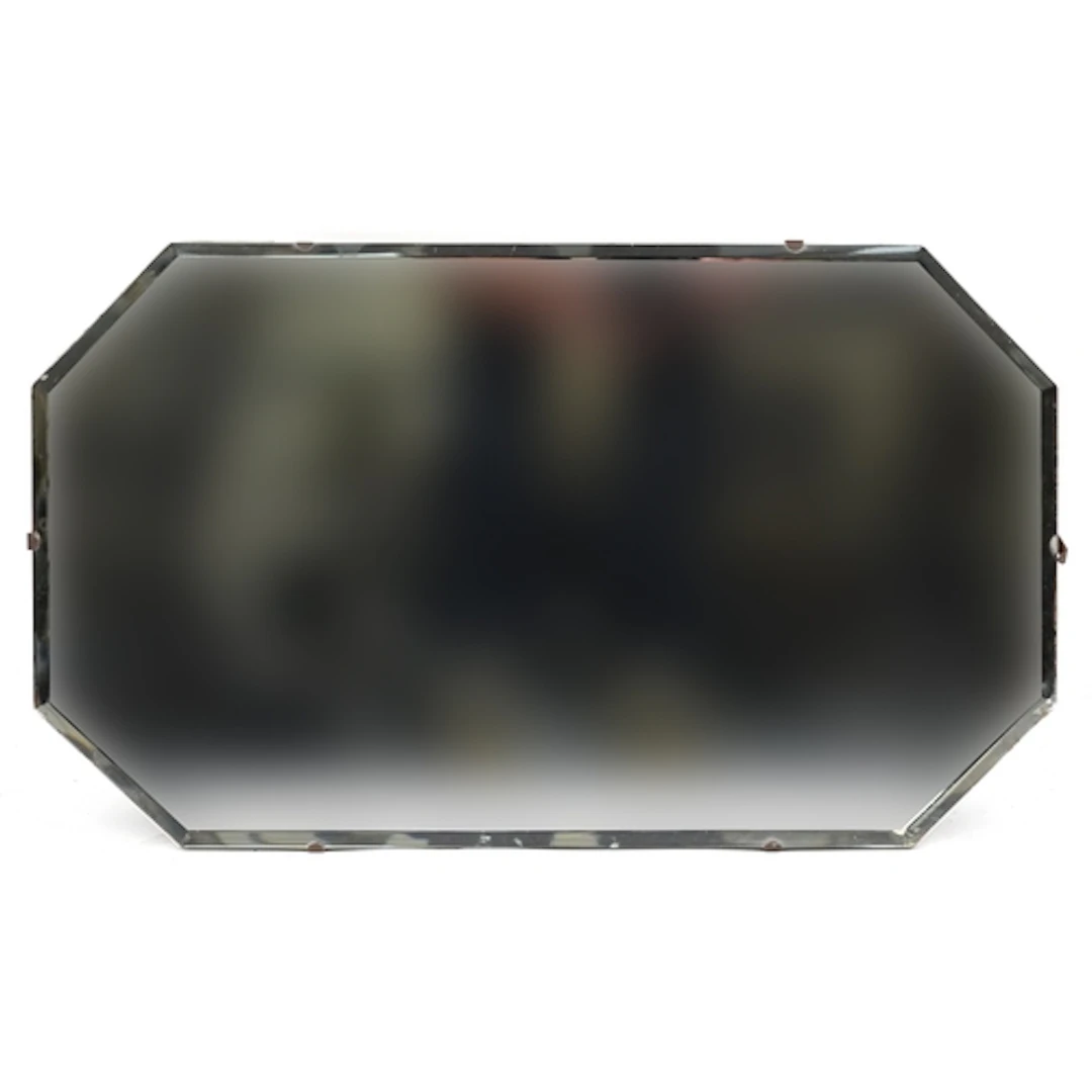 Rectangular wall mirror with cut corners and bevelled glass,...