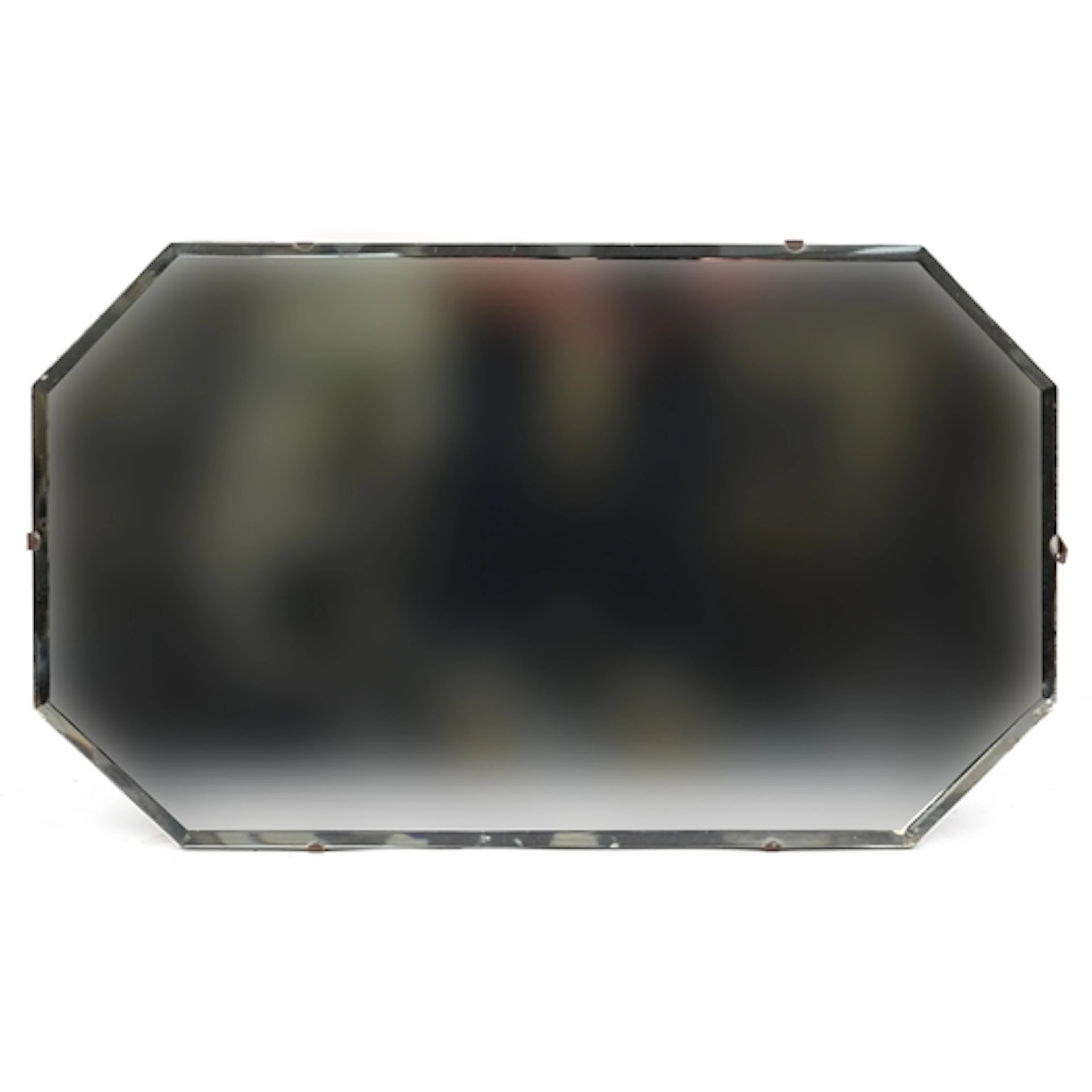 Rectangular wall mirror with cut corners and bevelled glass,...