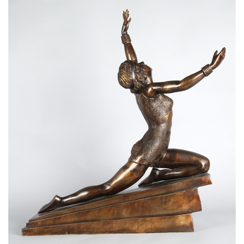 Twentieth century art deco style dancer figure on stepped ba...