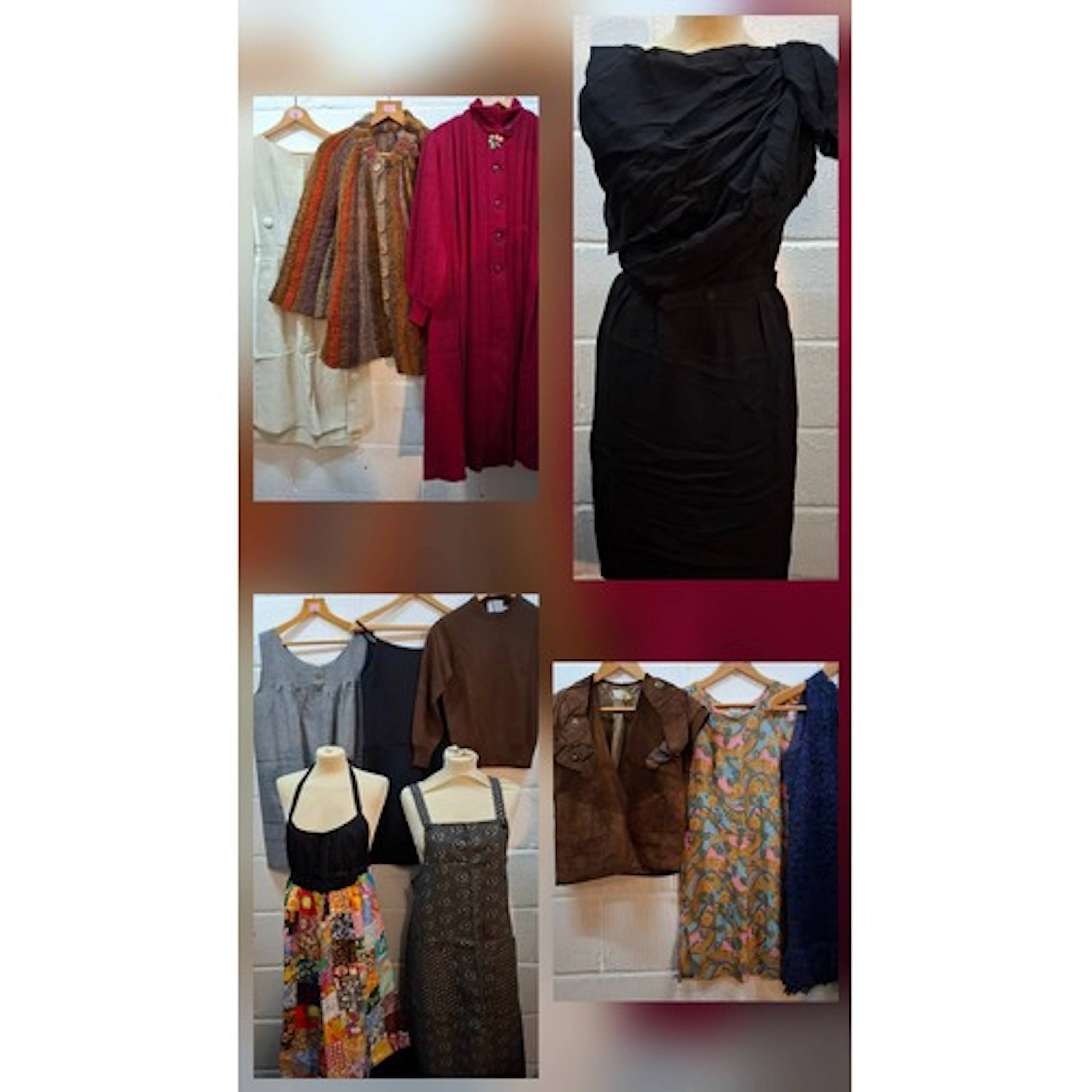 A quantity of 1970's ladies clothing and aprons to include a...