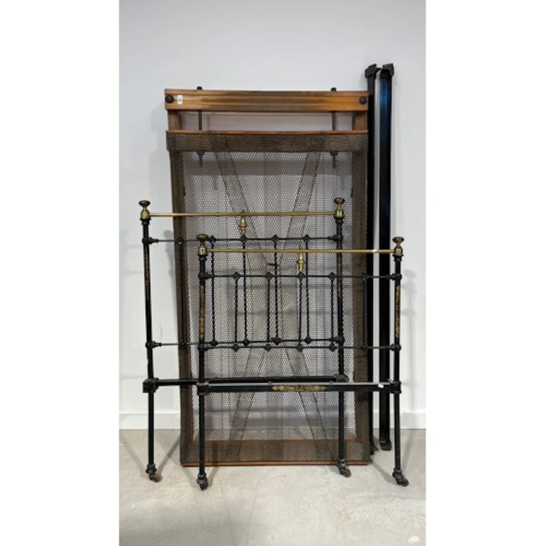 Victorian brass and iron single bed frame.