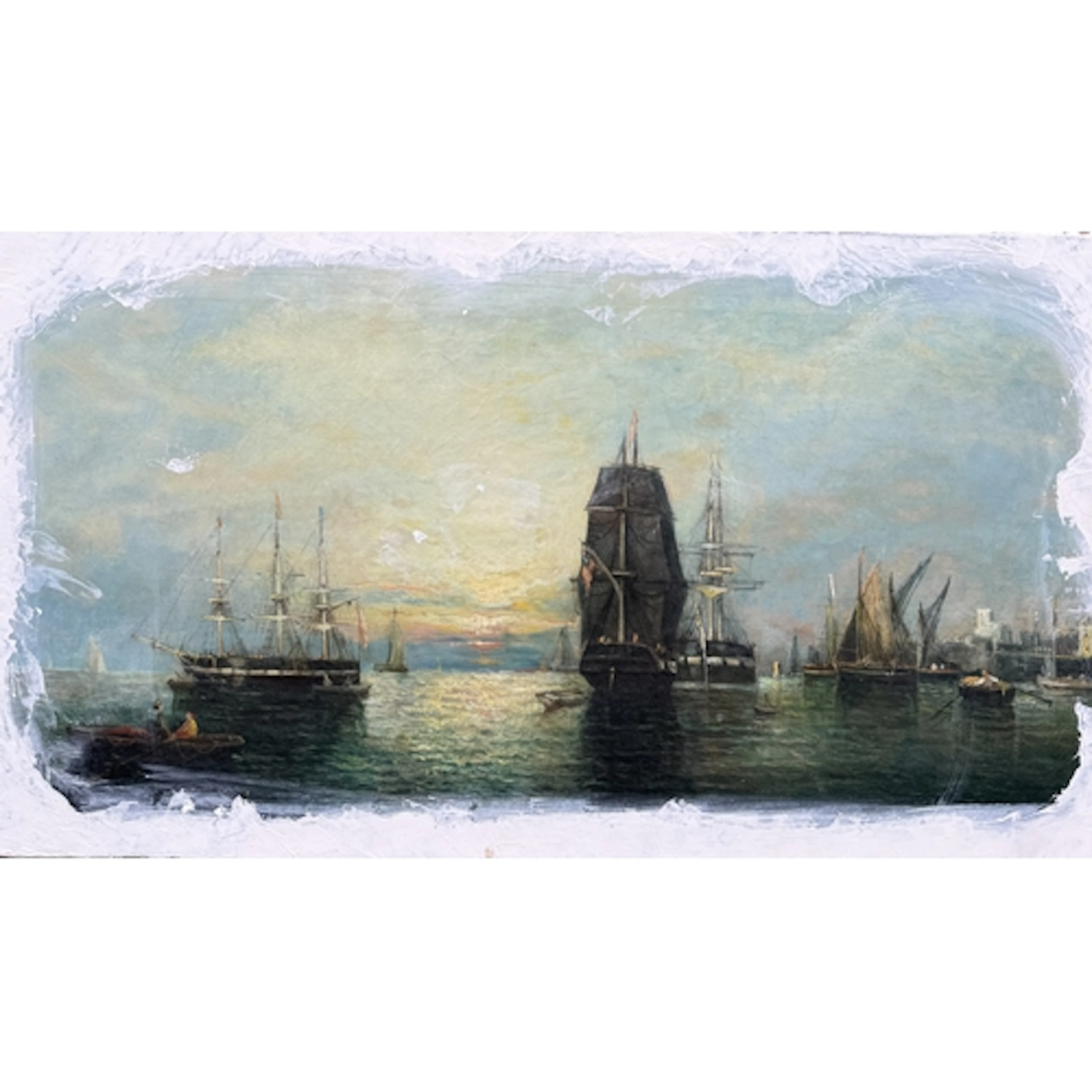 WILLIAM ADOLPHUS CALCOTT KNELL: HARBOUR SUNSET Oil on canvas...