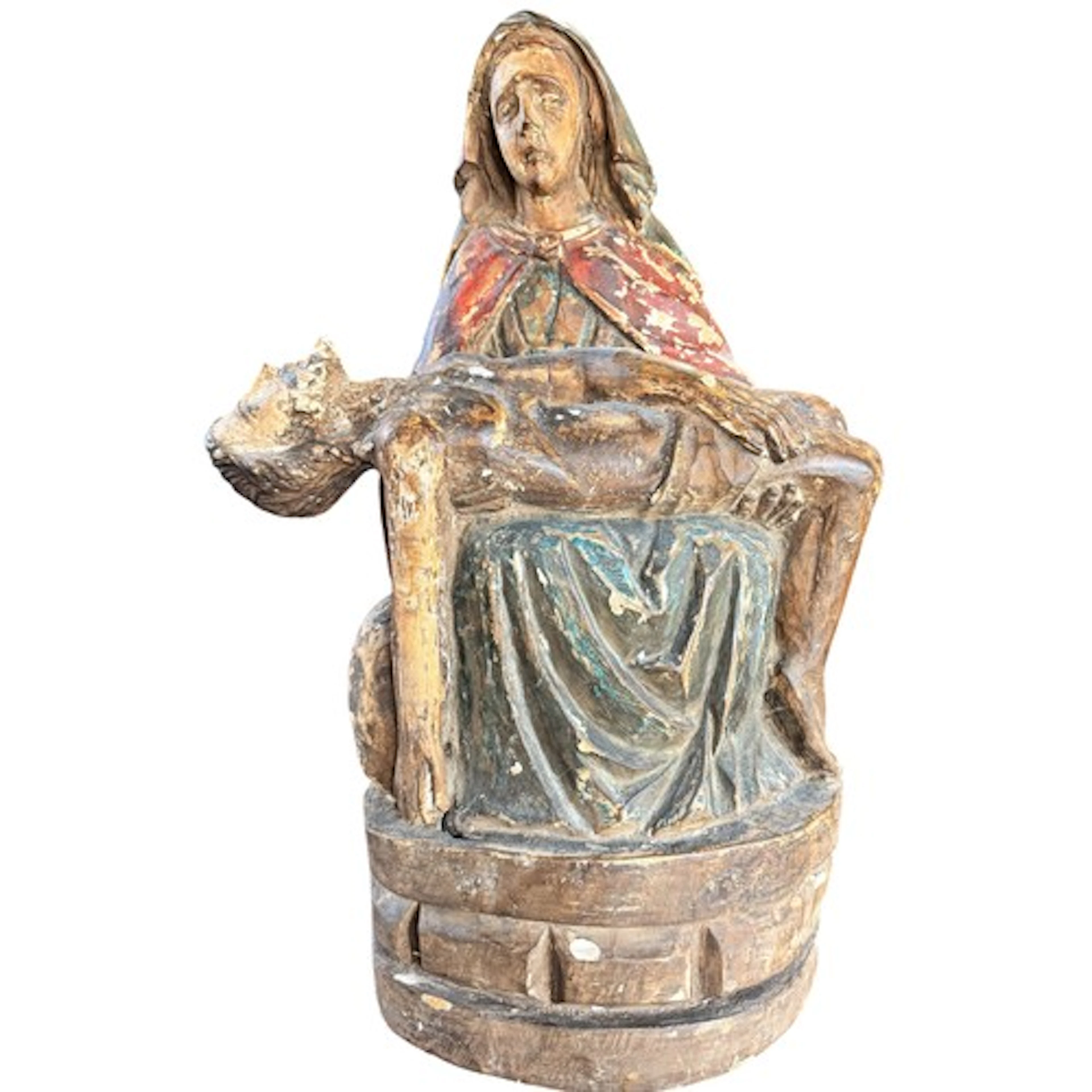 A 17th century style carved and polychrome painted devotiona...
