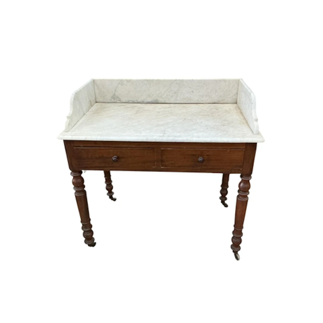 A Victorian mahogany marble top washstand, width 100cm, dept...