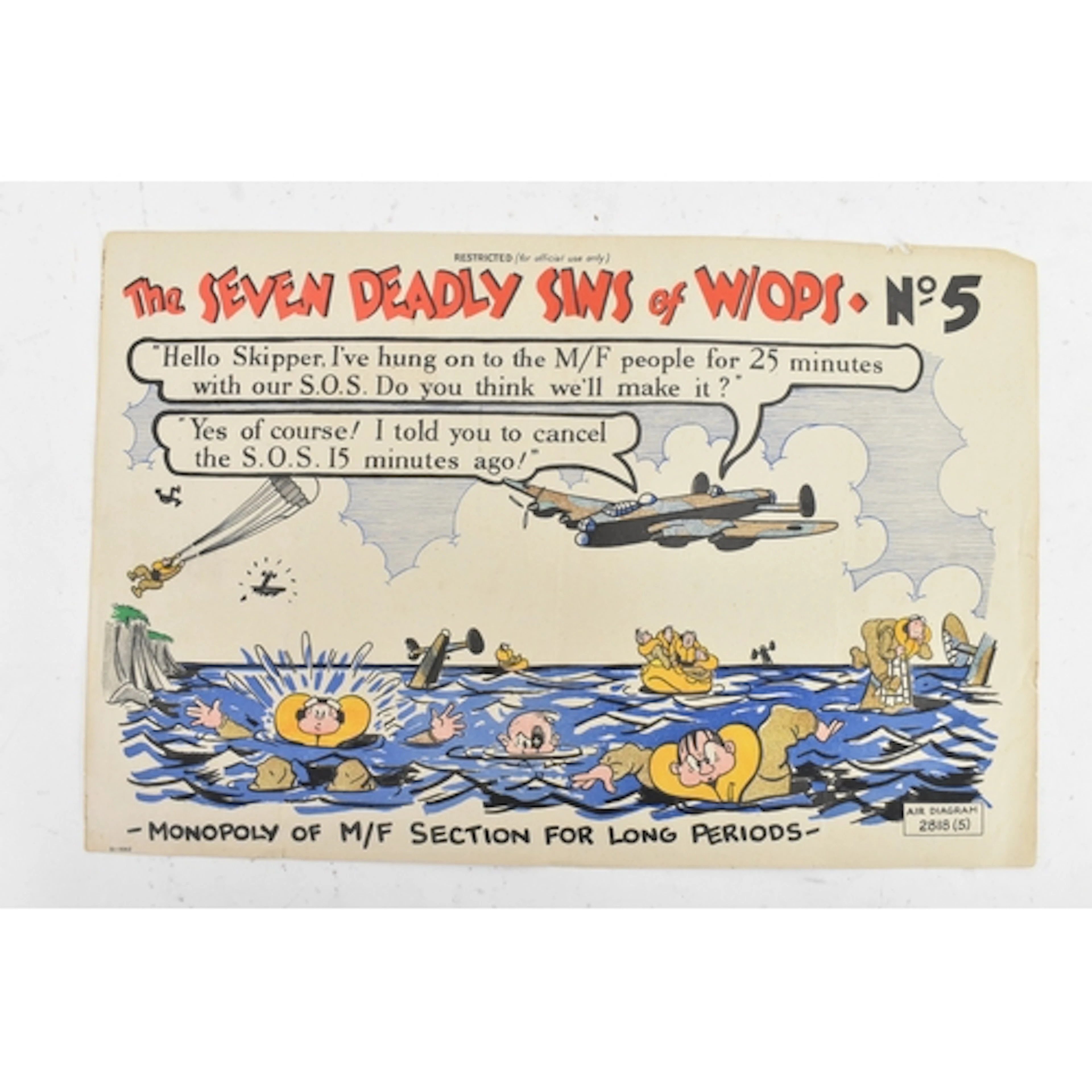 A Second World War RAF cartoon poster, ‘The Seven Deadly Sin...