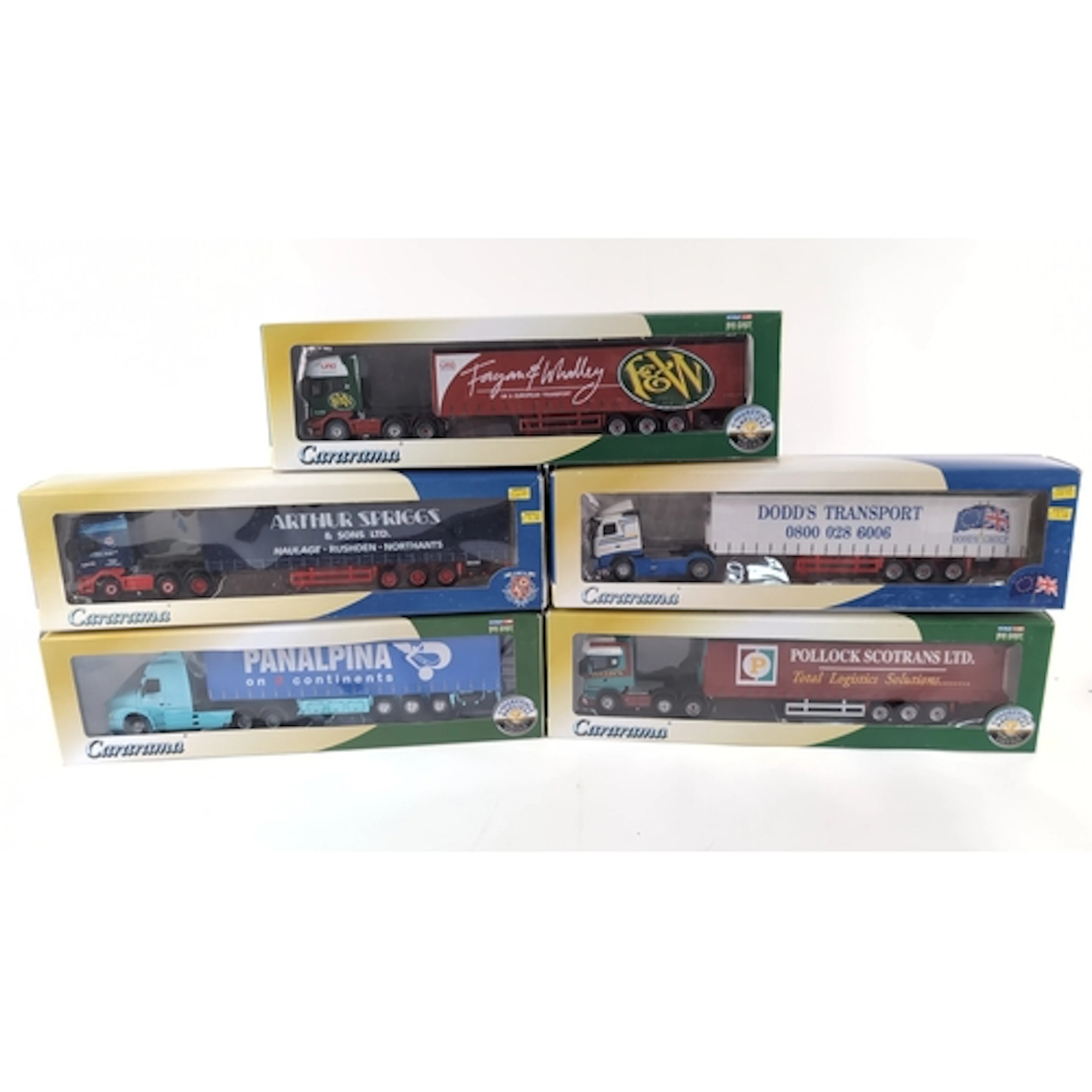 5 x boxed Cararama 1:50 scale die-cast articulated lorry and...