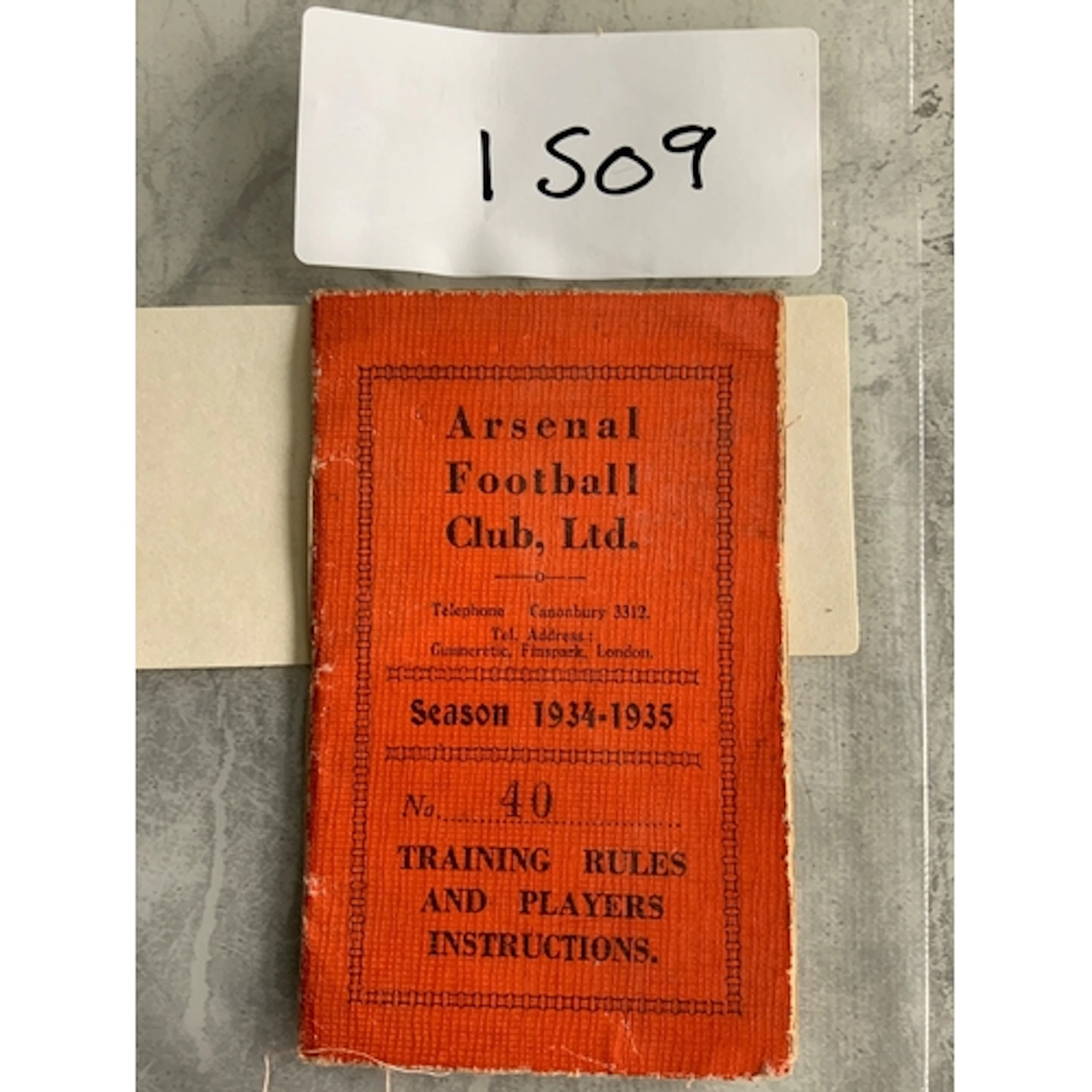 Arsenal 1934 - 1935 Football Players Pass: Training Rules + ...