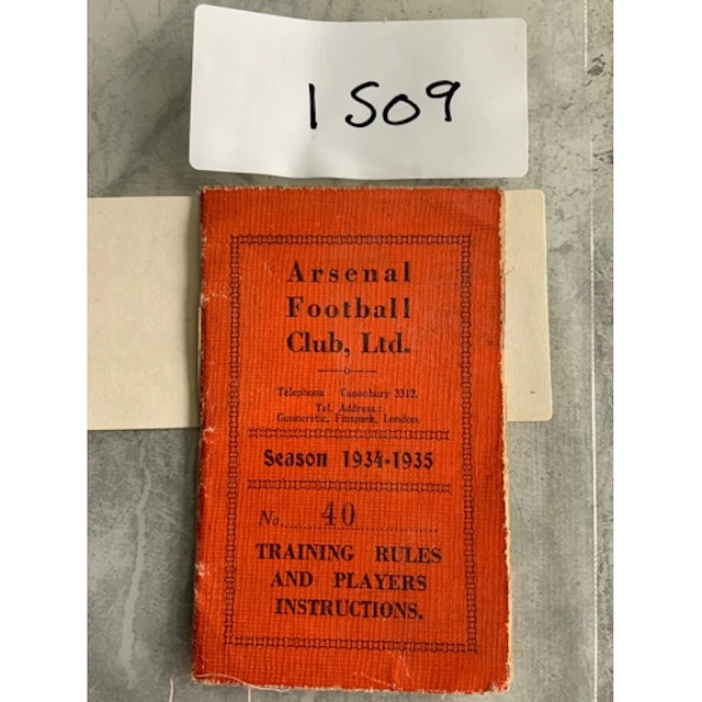 Arsenal 1934 - 1935 Football Players Pass: Training Rules + ...