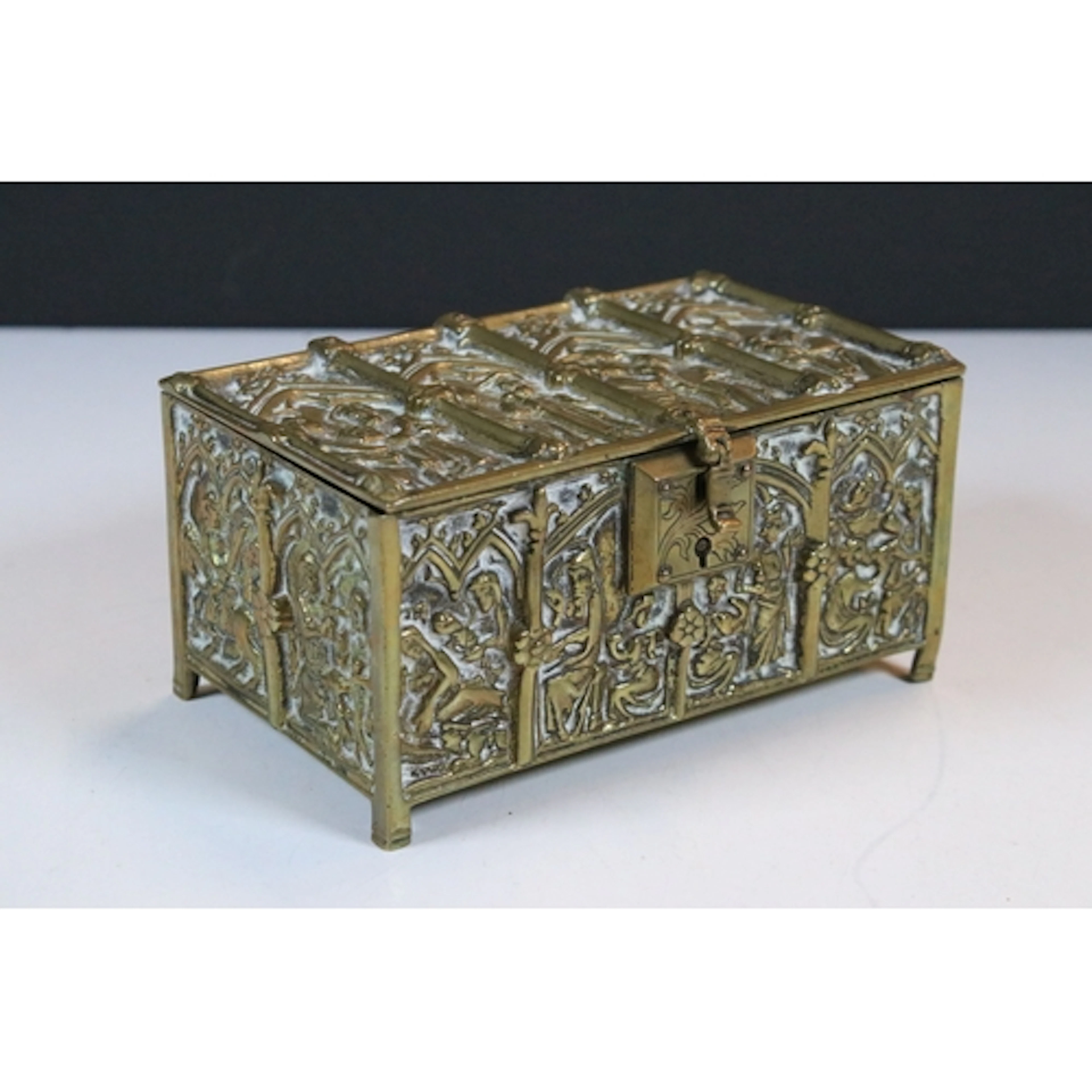 19th century Adolph Frankau & Co brass jewellery box having ...