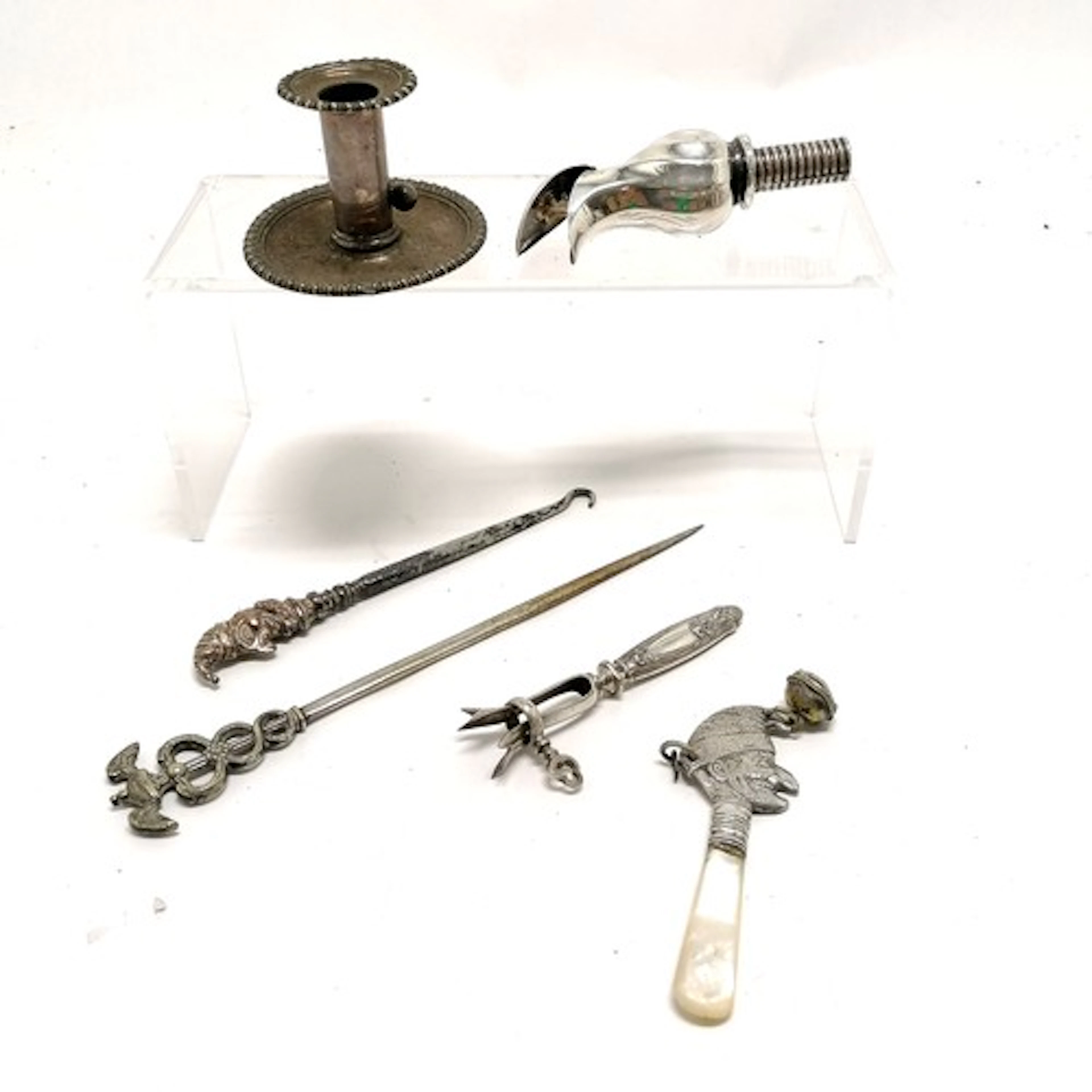Antique silver novelty Mr Punch buttonhook (14.5cm), Mr Punc...