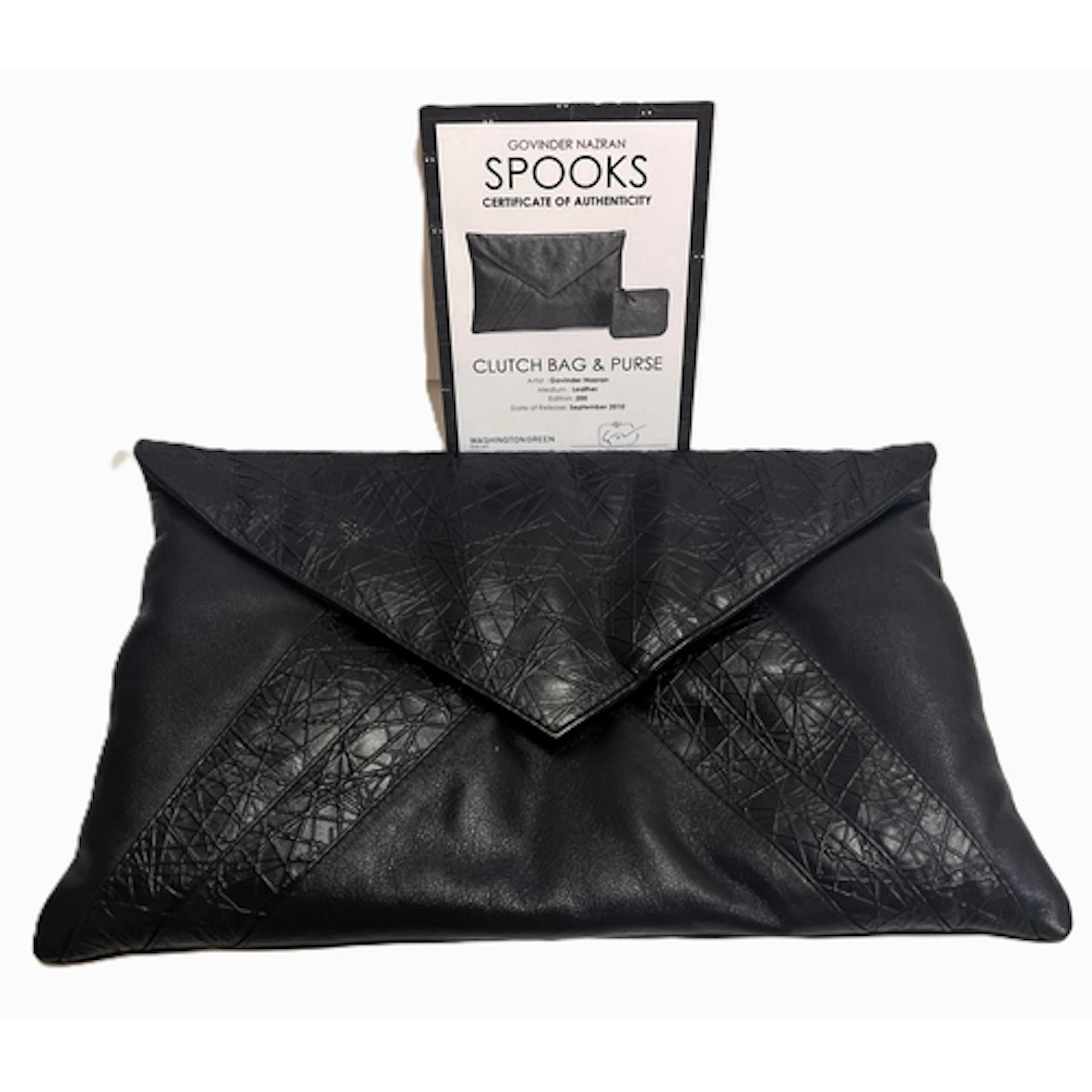 A limited edition Govinder Nazran Spooks black leather clutc...