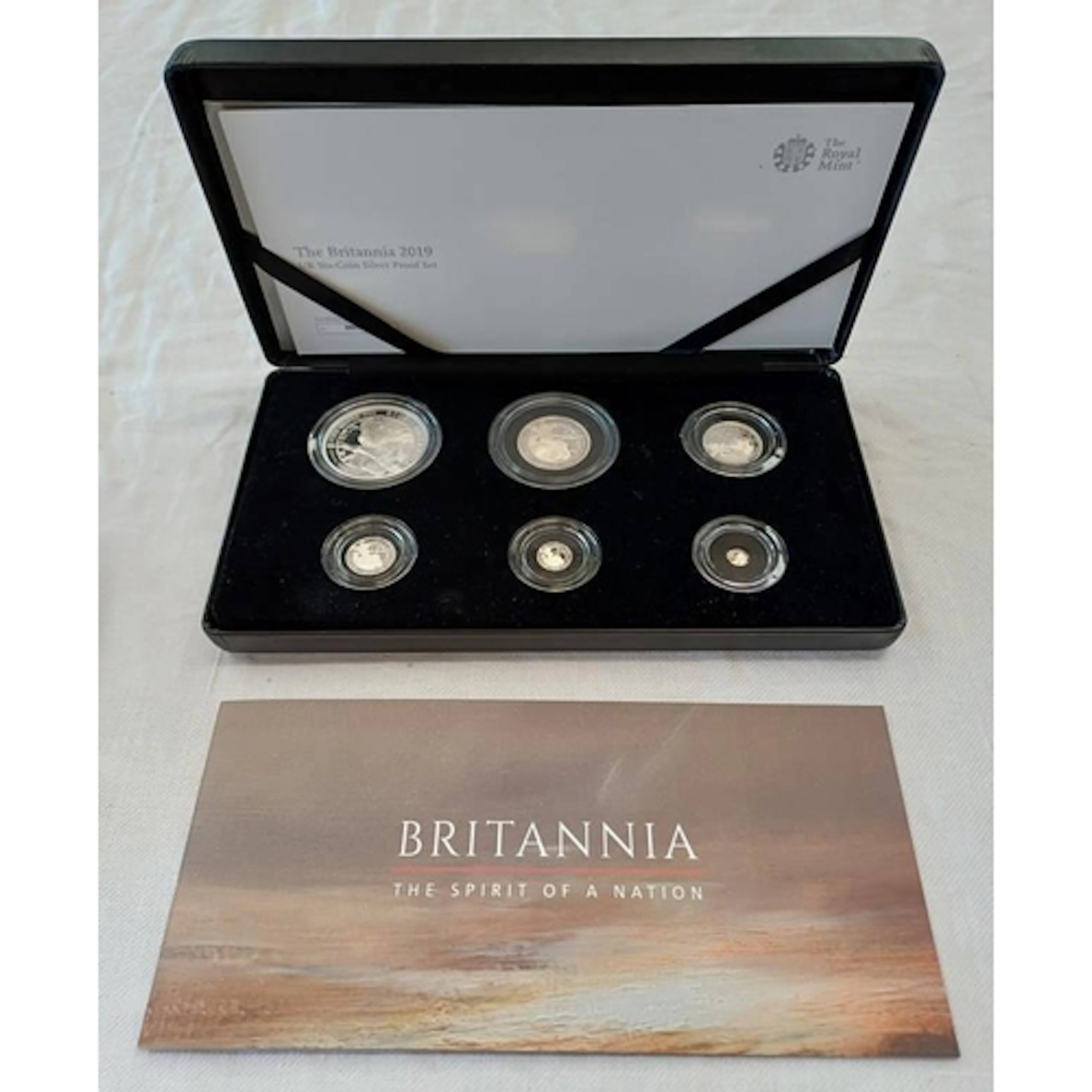 2019 UK BRITANNIA SIX-COIN SILVER PROOF SET, IN CASE OF ISSU...