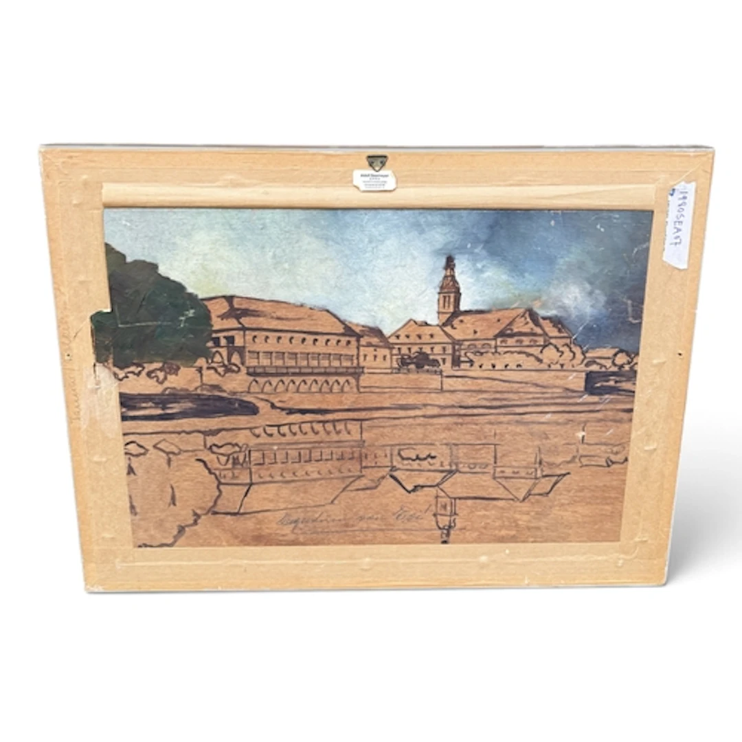20TH CENTURY RUSSIAN SCHOOL: SAILBOATS IN A HARBOUR 53cm x 3...