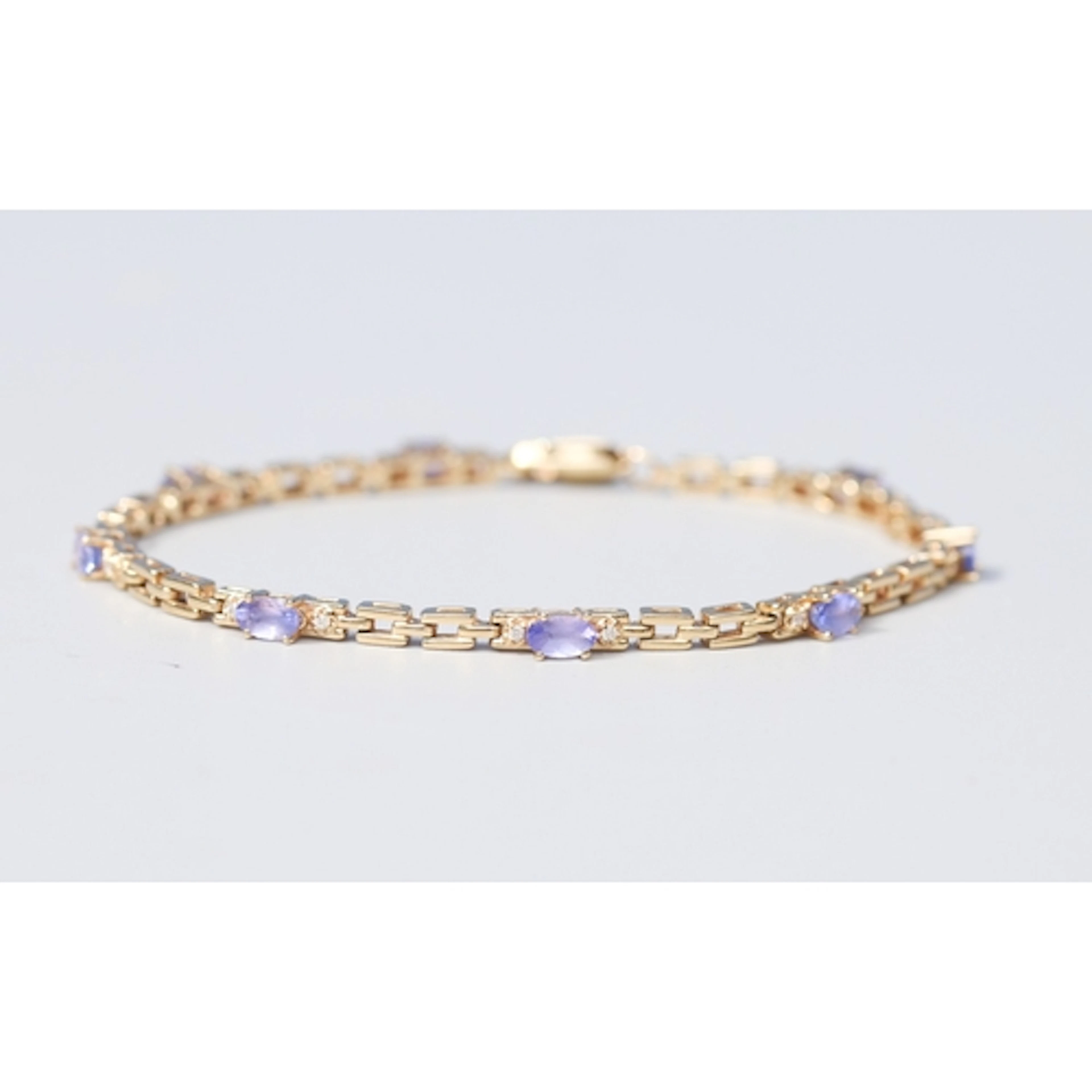 Finely Detailed, Tanzanite Eight Stone Set Brick Link Bracel...