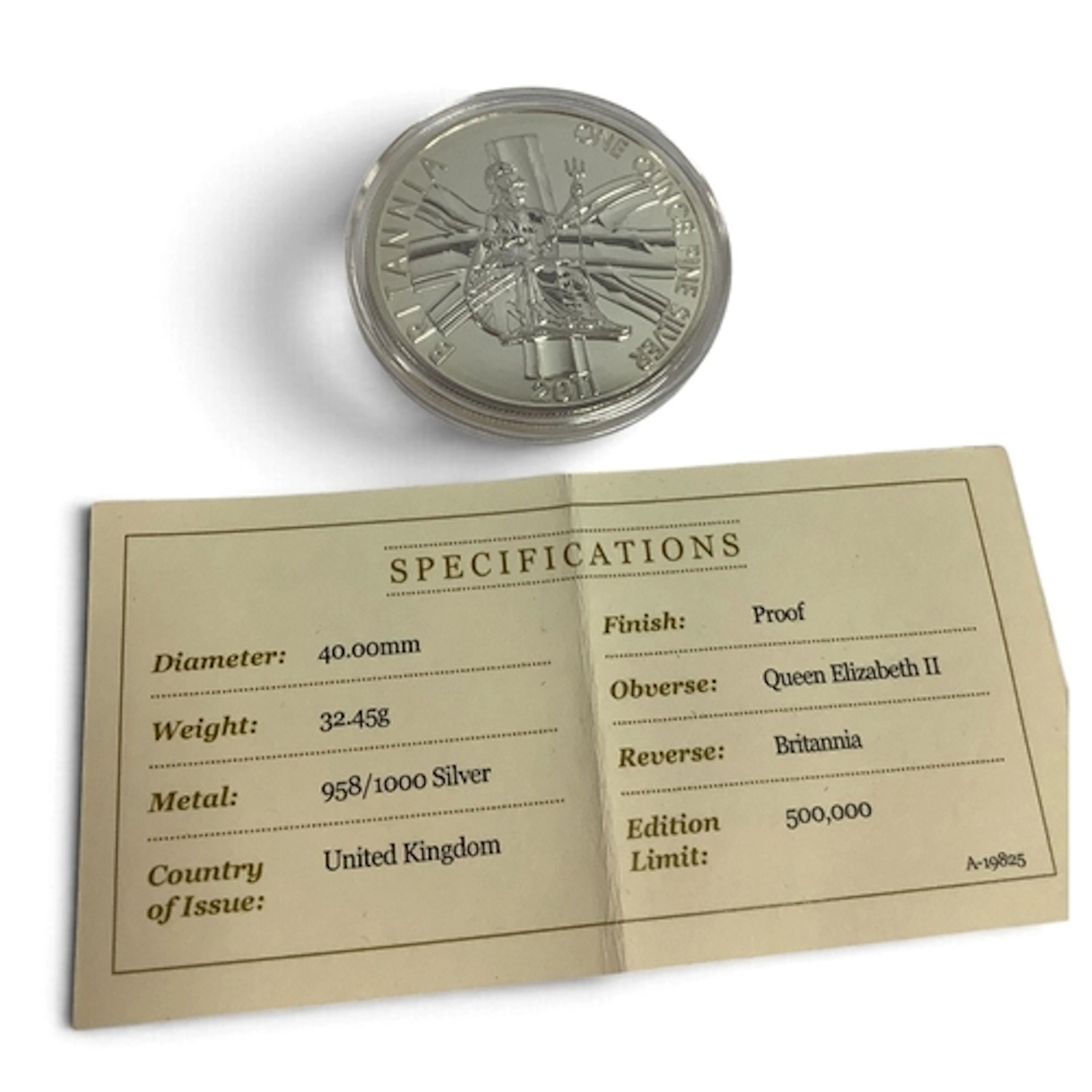 2011 QEII Fine Silver One Ounce Britannia, with certificate ...