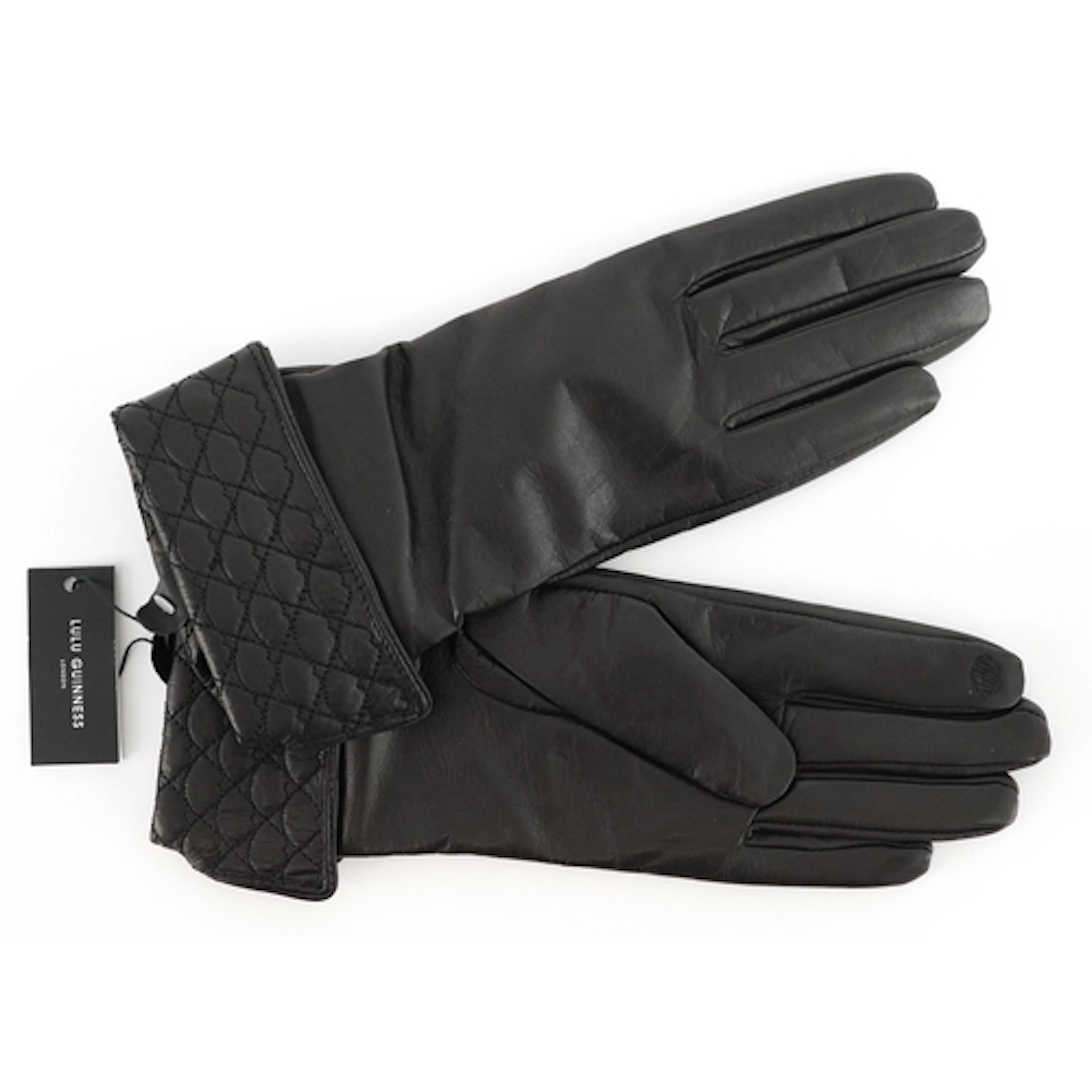 Lulu Guinness - Pair of black leather gloves with lips desig...
