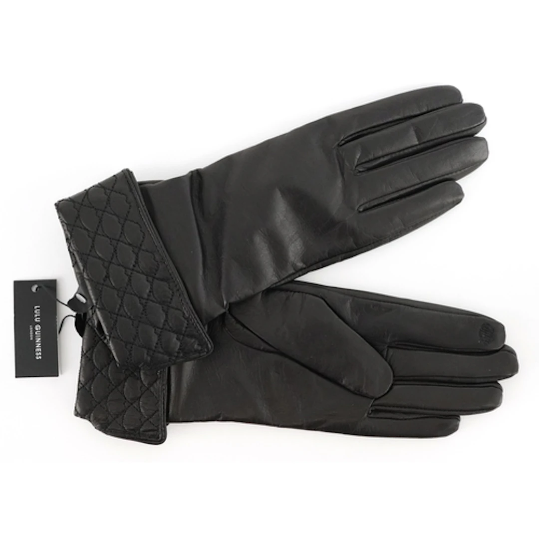 Lulu Guinness - Pair of black leather gloves with lips desig...