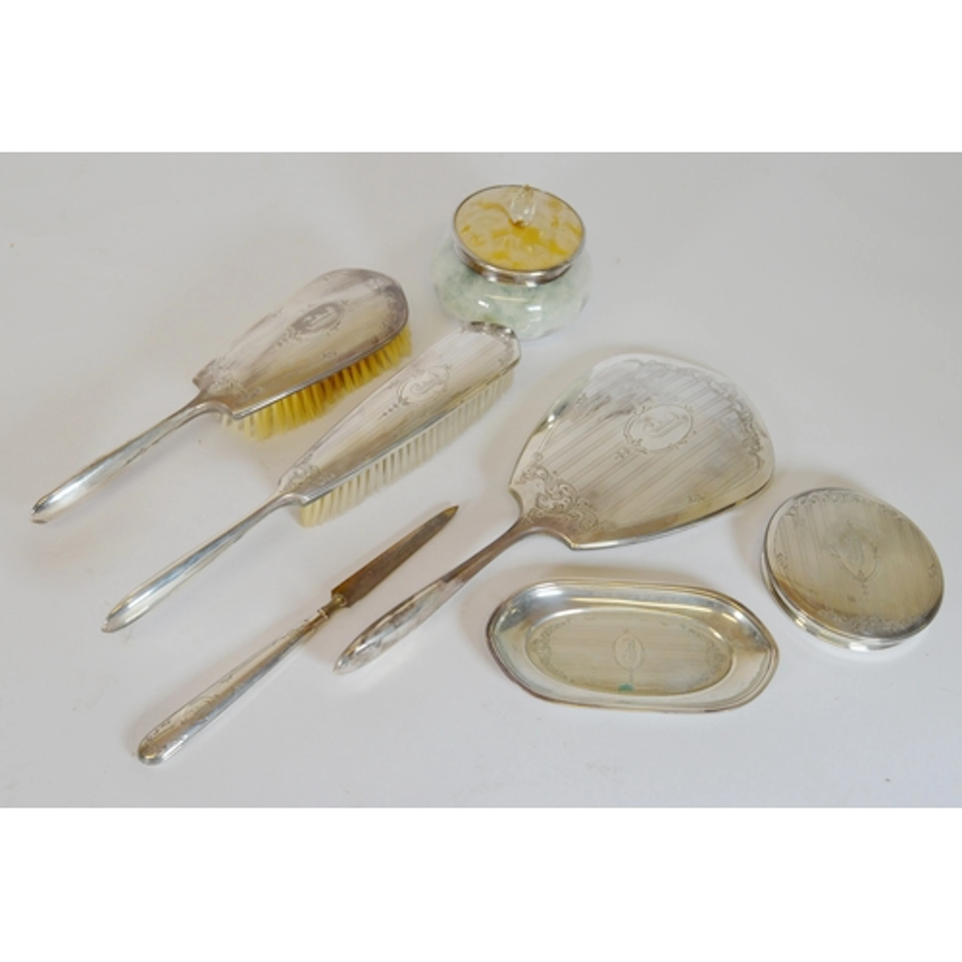 Birks sterling silver dressing table set comprising a silver...
