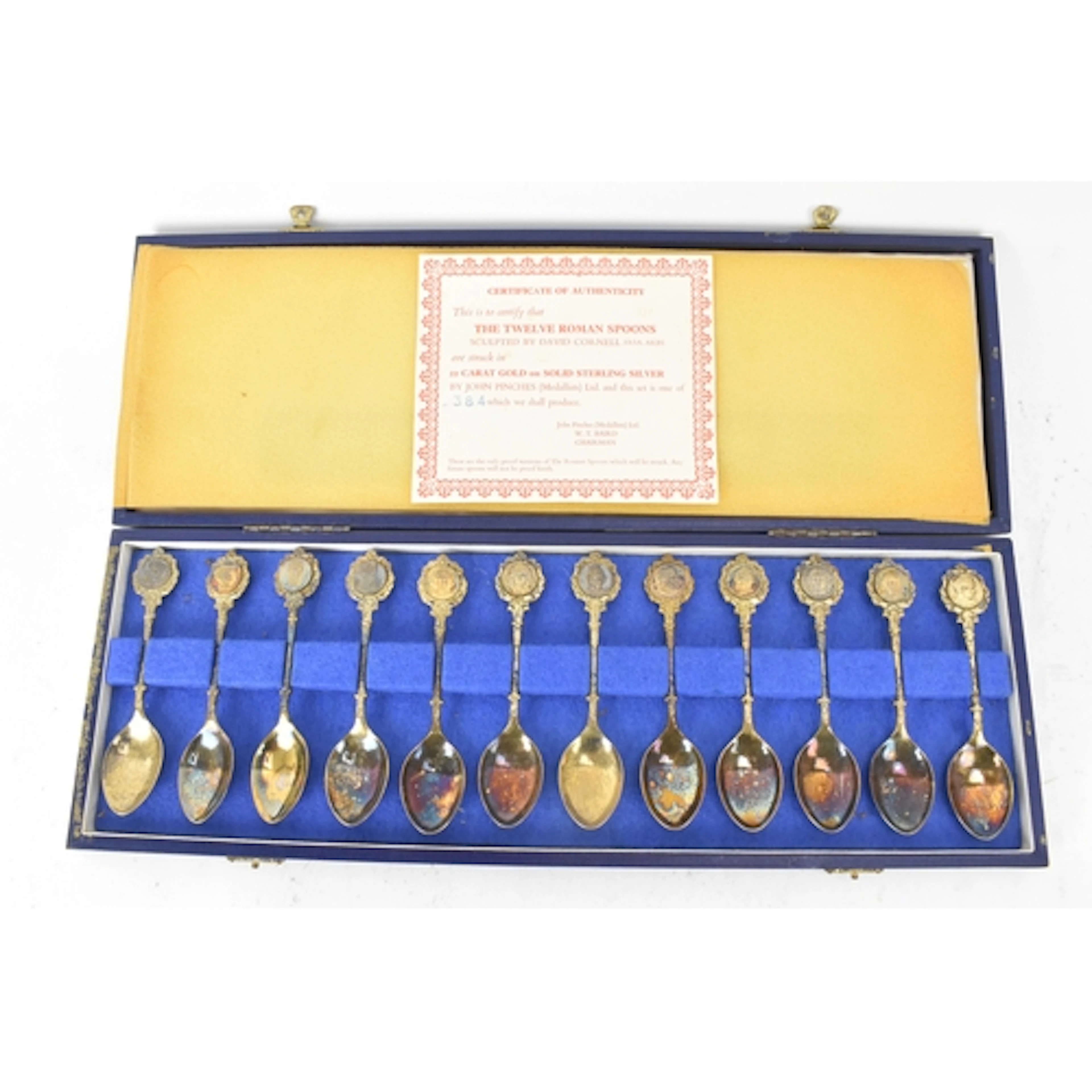 An Elizabeth II silver cased set of The Twelve Roman Spoons ...