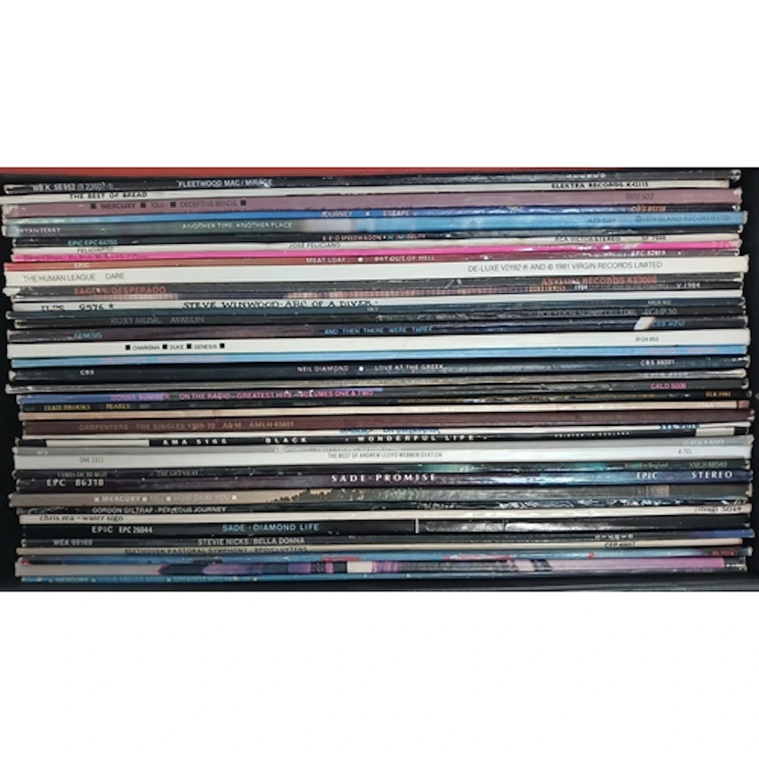 A case of approx. 39 LPs, rock and pop circa 1970s/1980s.