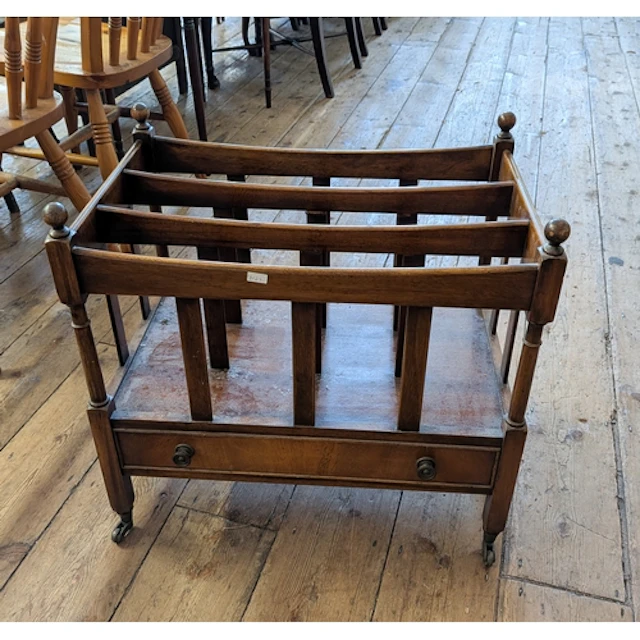 A Georgian style mahogany music canterbury fitted drawer