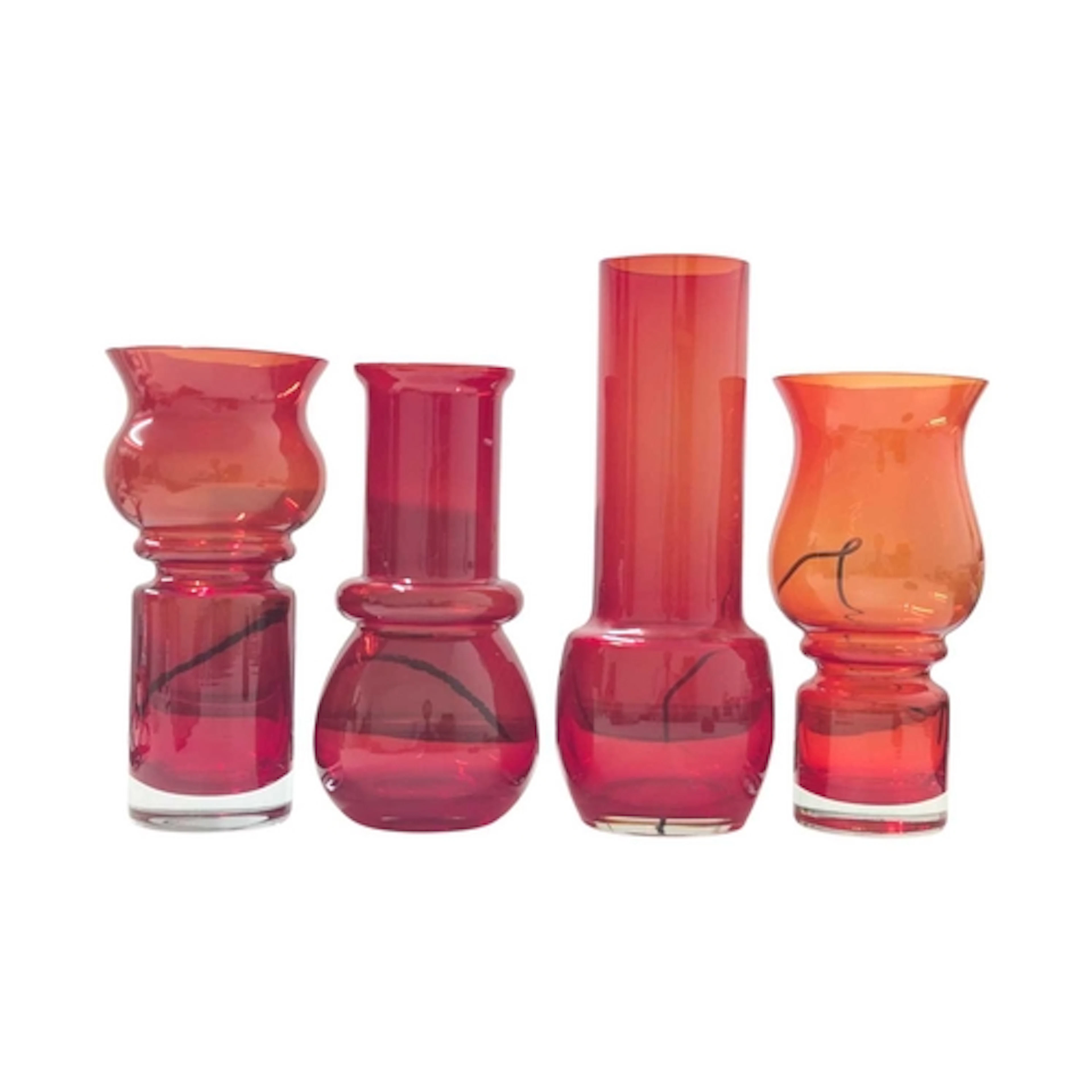 Mid century Scandinavian studio art glass. Red colourway wit...