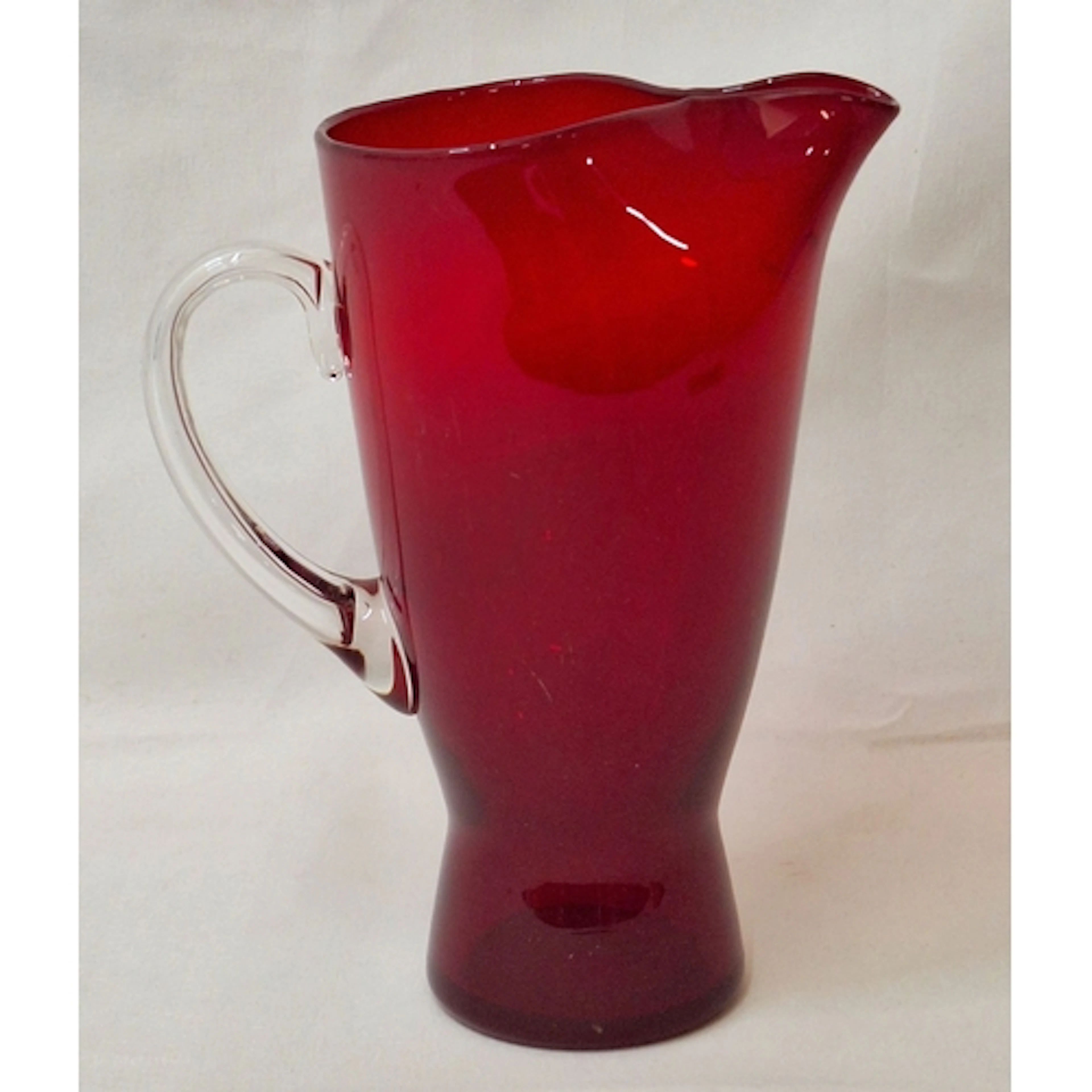 Vintage Swedish Art Glass Ruby Red Pitcher Jug approx. 20cm ...