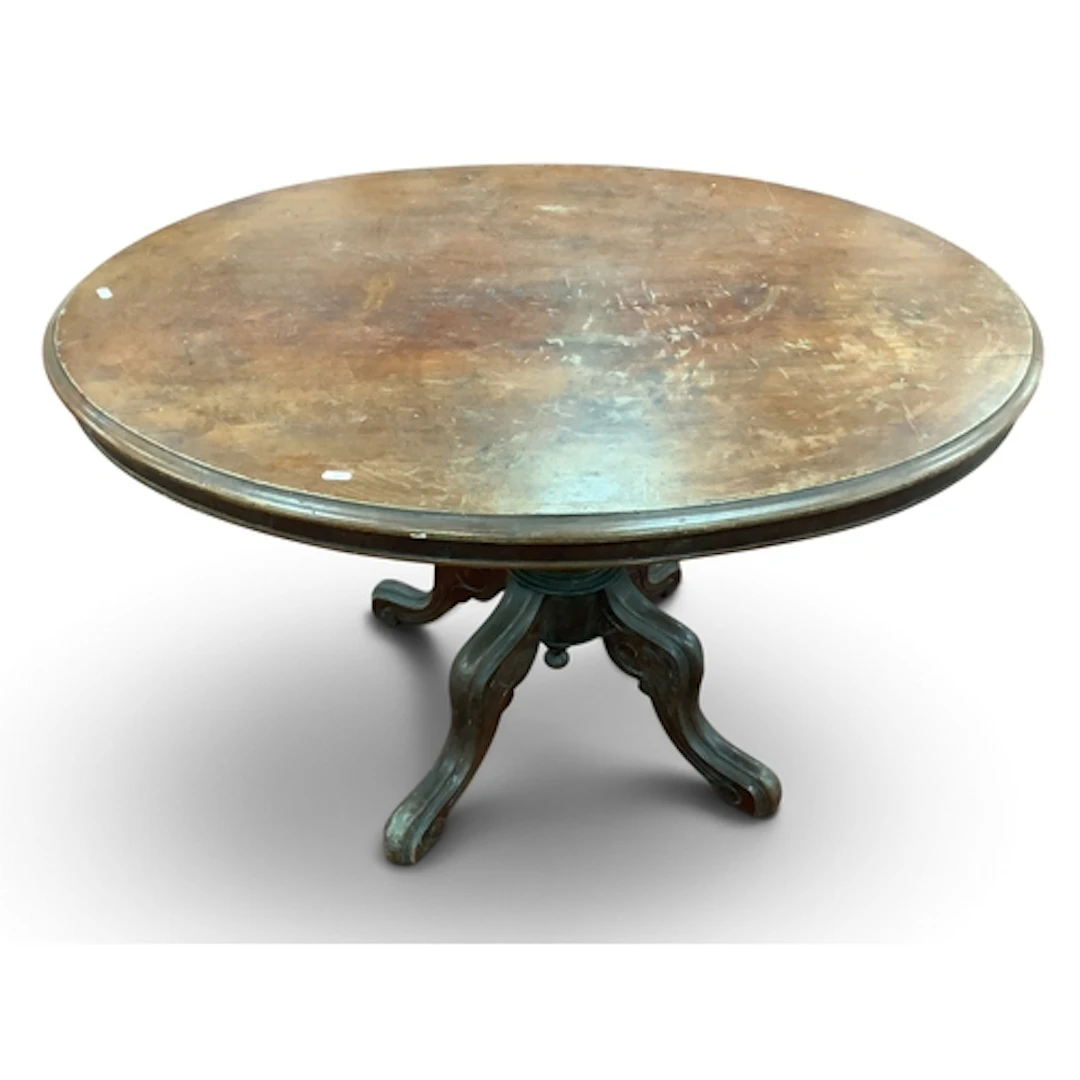 XIX Century Mahogany Loo Table with oval top, (no fasteners)...