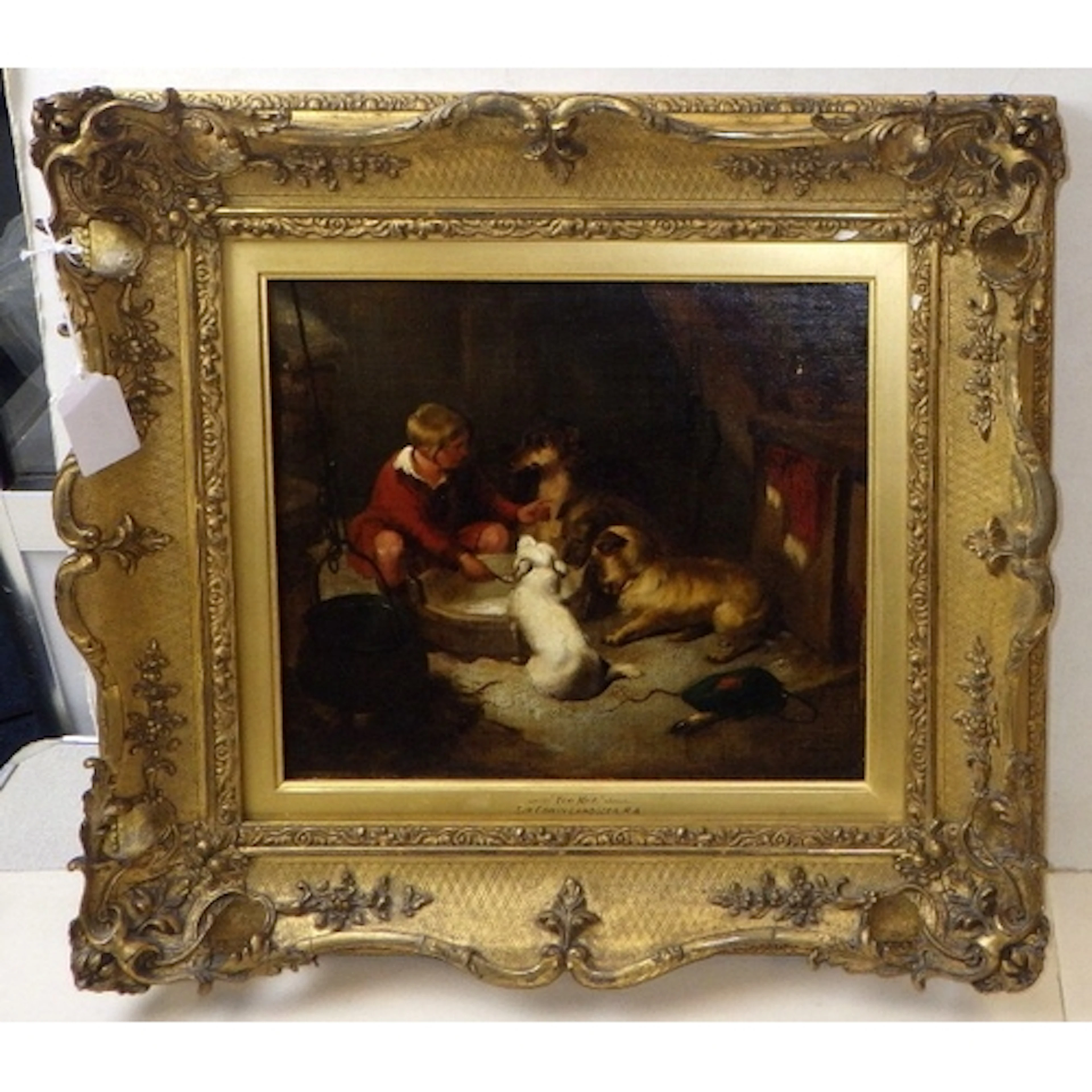 In the manner of Sir Edwin Landseer “Too Hot”, oileograph wi...