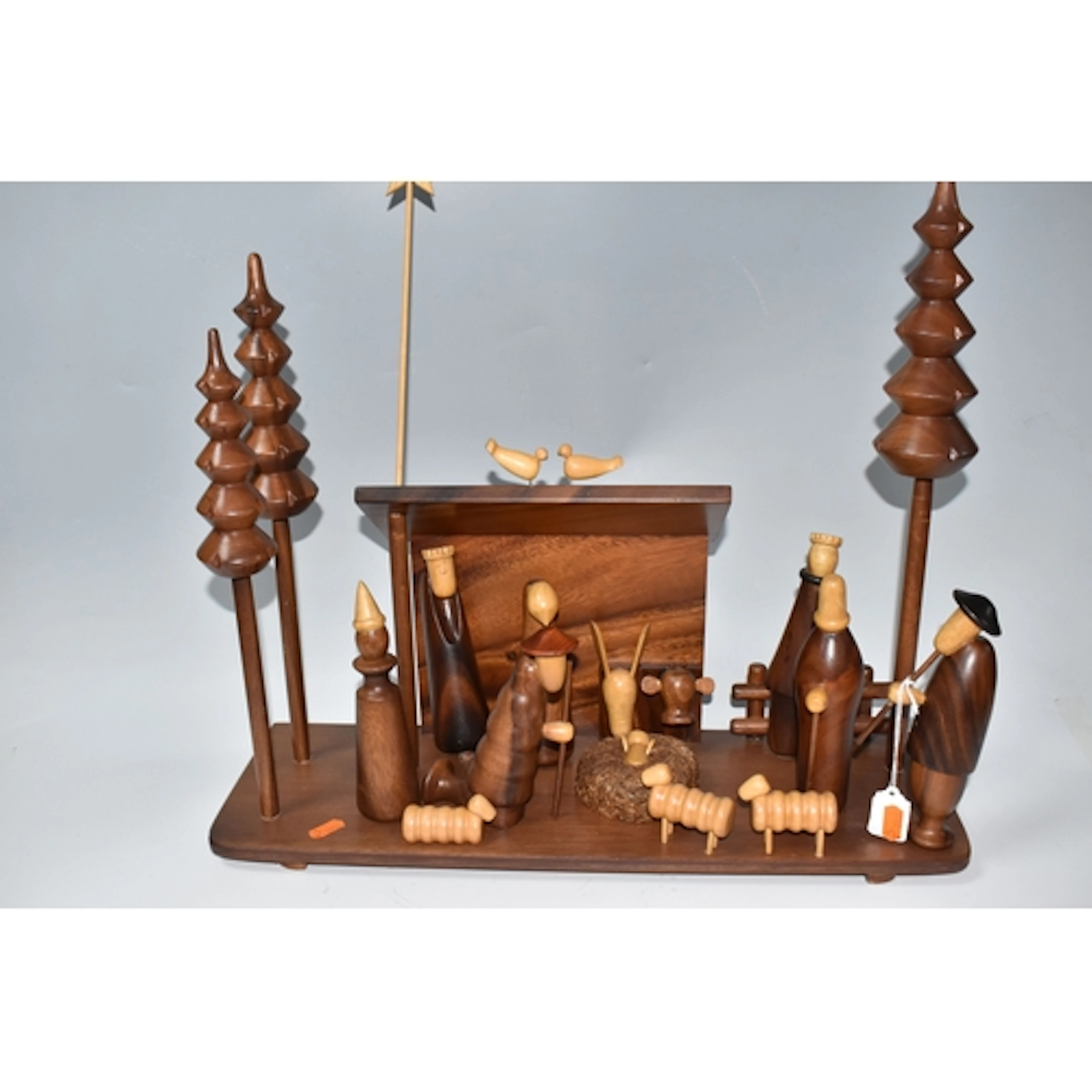 A WOODEN NATIVITY SET, possibly continental, comprising Mary...