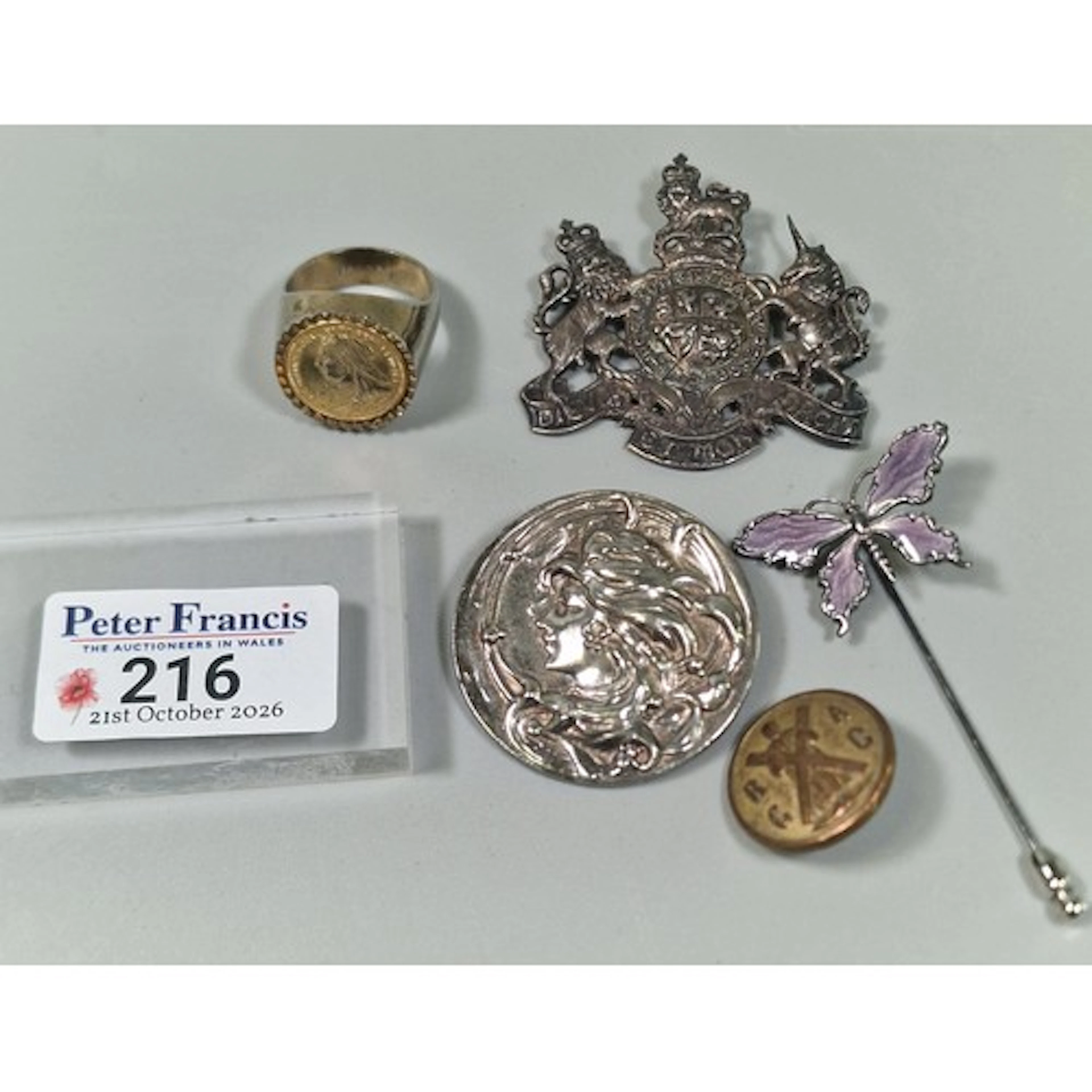 Royal coat of arms brooch, marked ‘Sterling’ and ‘STEIFF USA...