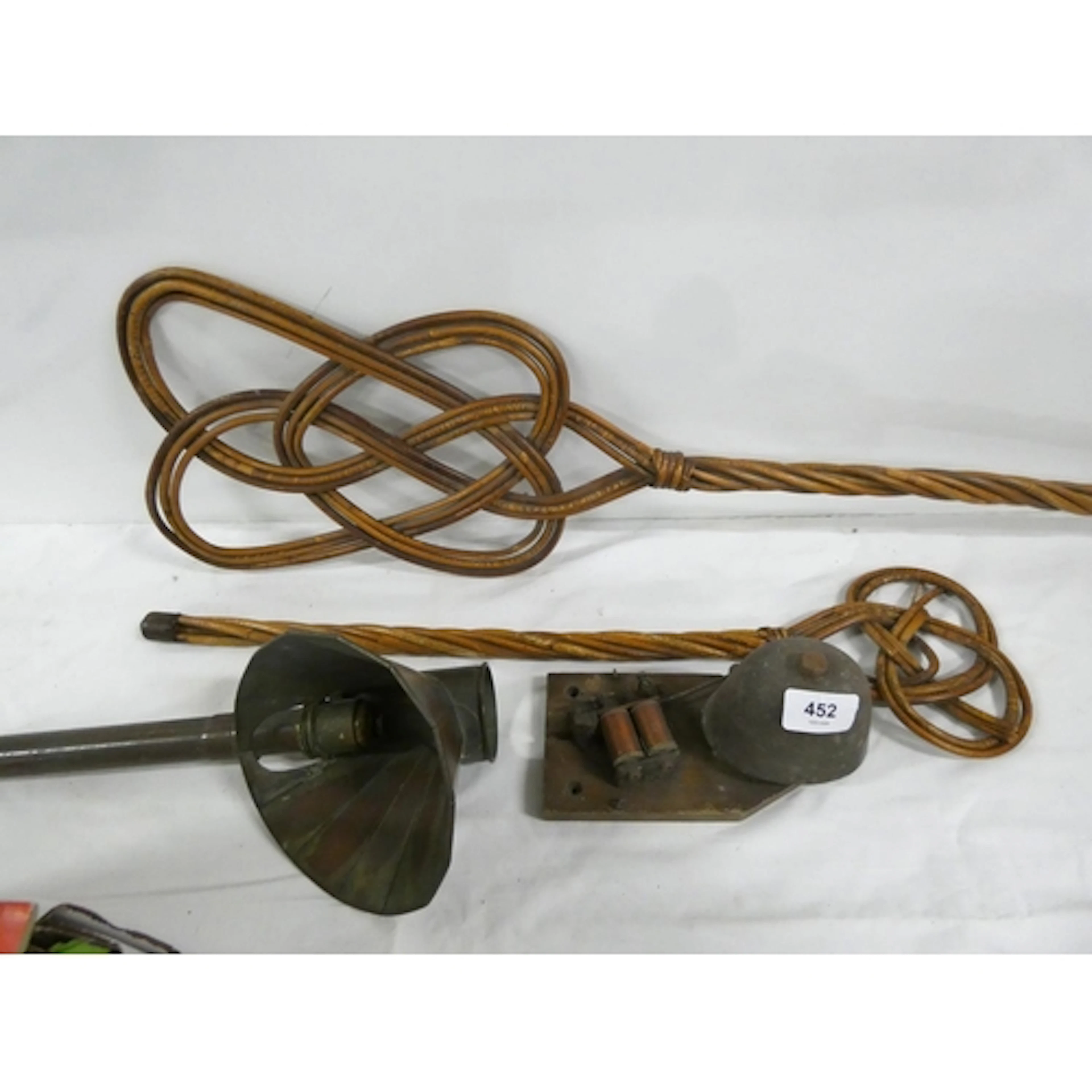 Antique copper Millar & Sons car light and door bell, tw...