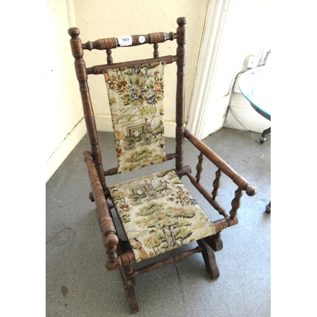 Child's American beechwood rocking chair, together with a be...