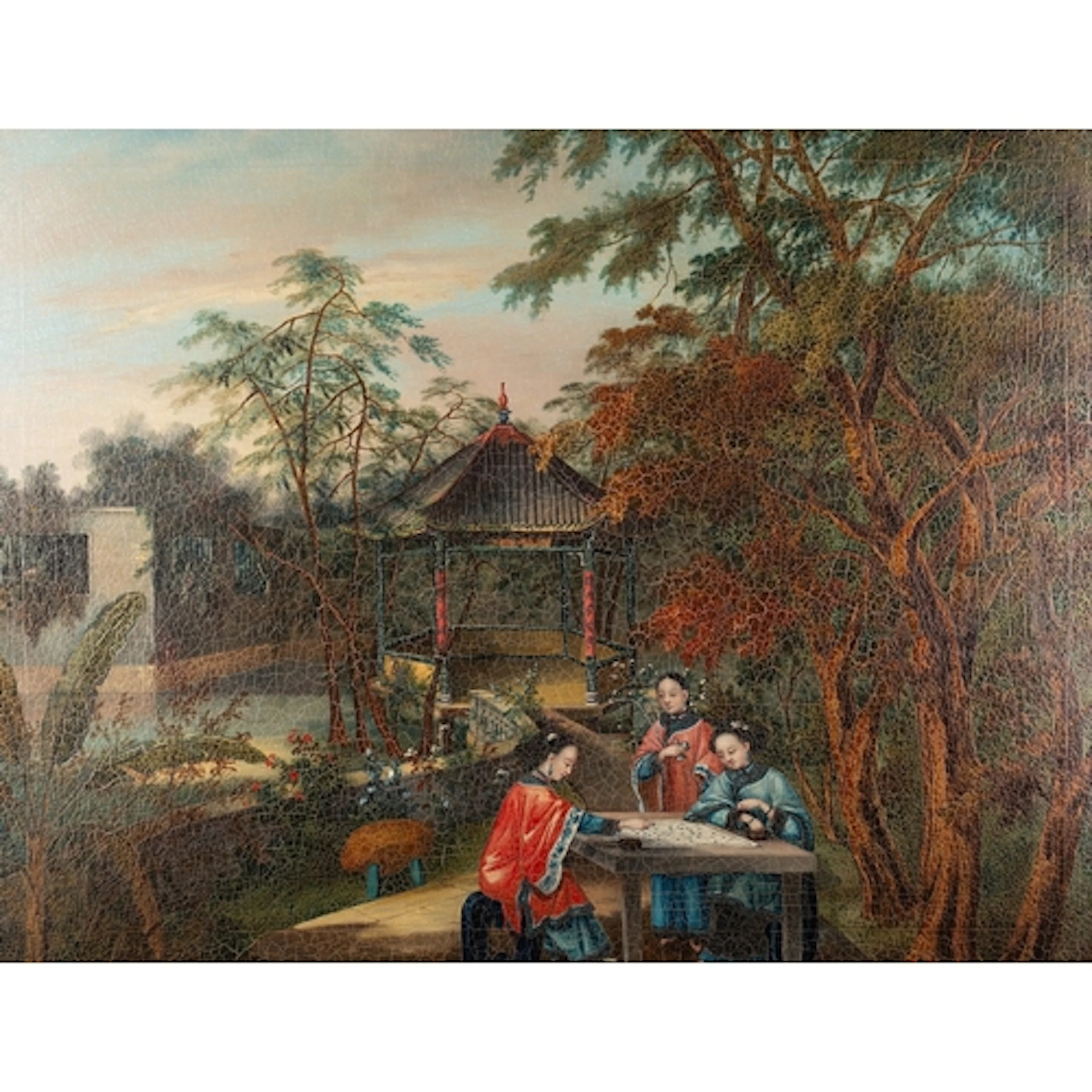 19th Century Chinese Export 'China Trade' school - Ladies i...
