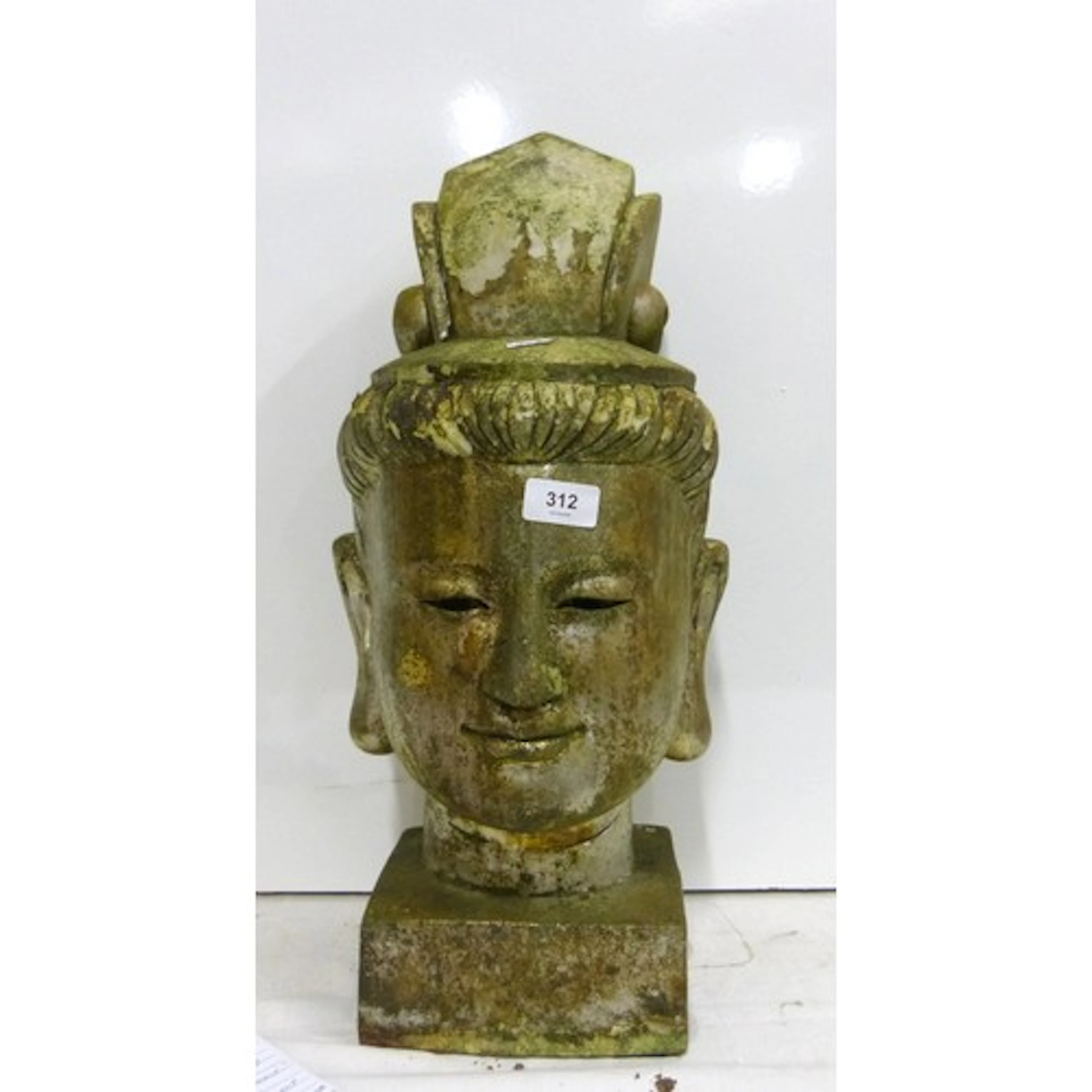Large modern Bodhisattva bust, garden ornament.