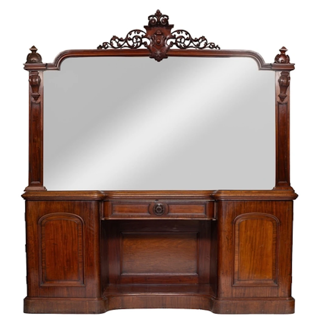 A Victorian mahogany inverted breakfront sideboard with mirr...