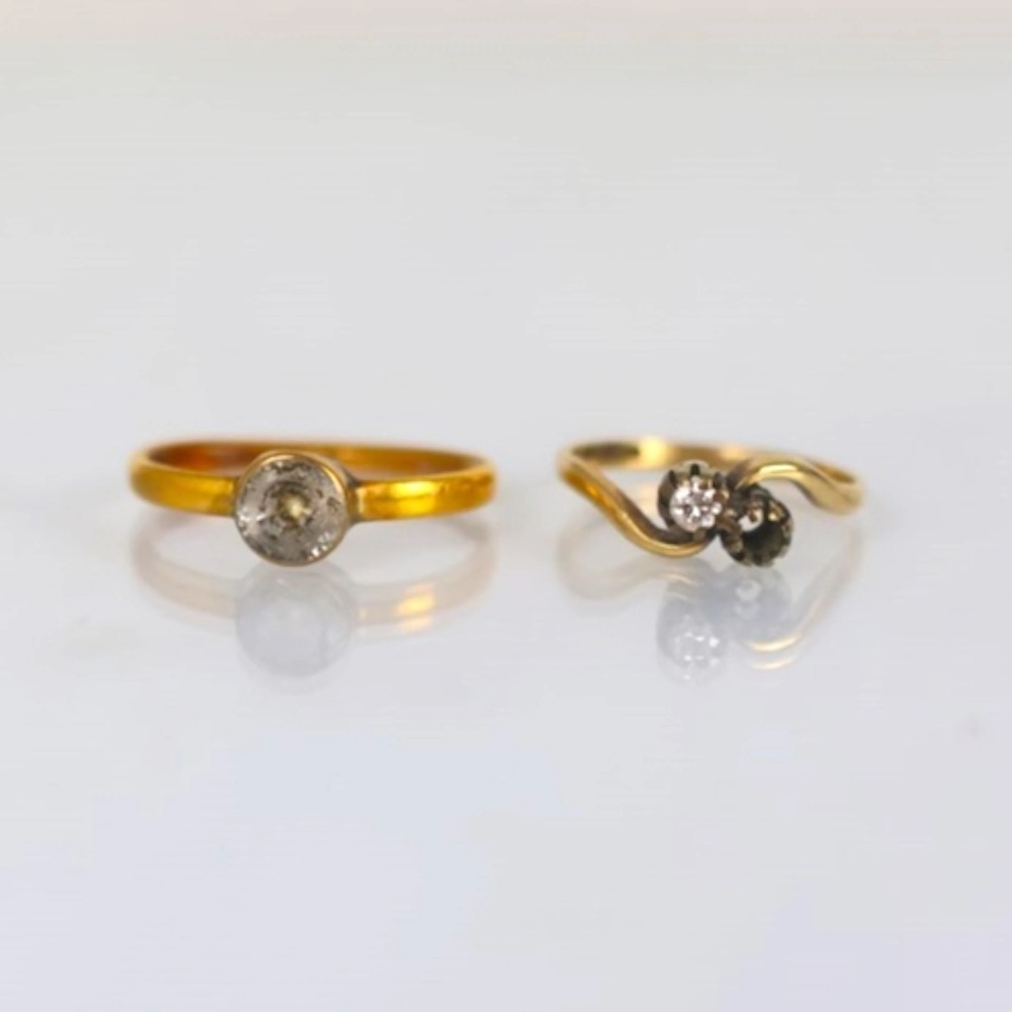 A late 20th century diamond 'toi et moi' ring, set with diam...