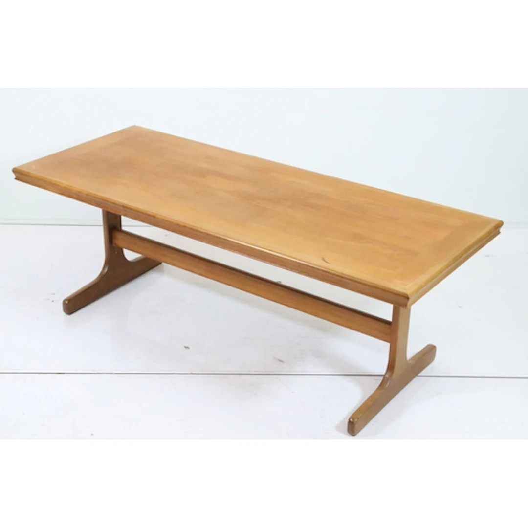 Mid 20th century teak coffee table, having rectangular top o...