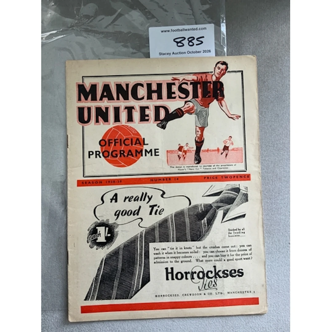 1938 - 1939 Manchester United v Stoke City Football Programm...