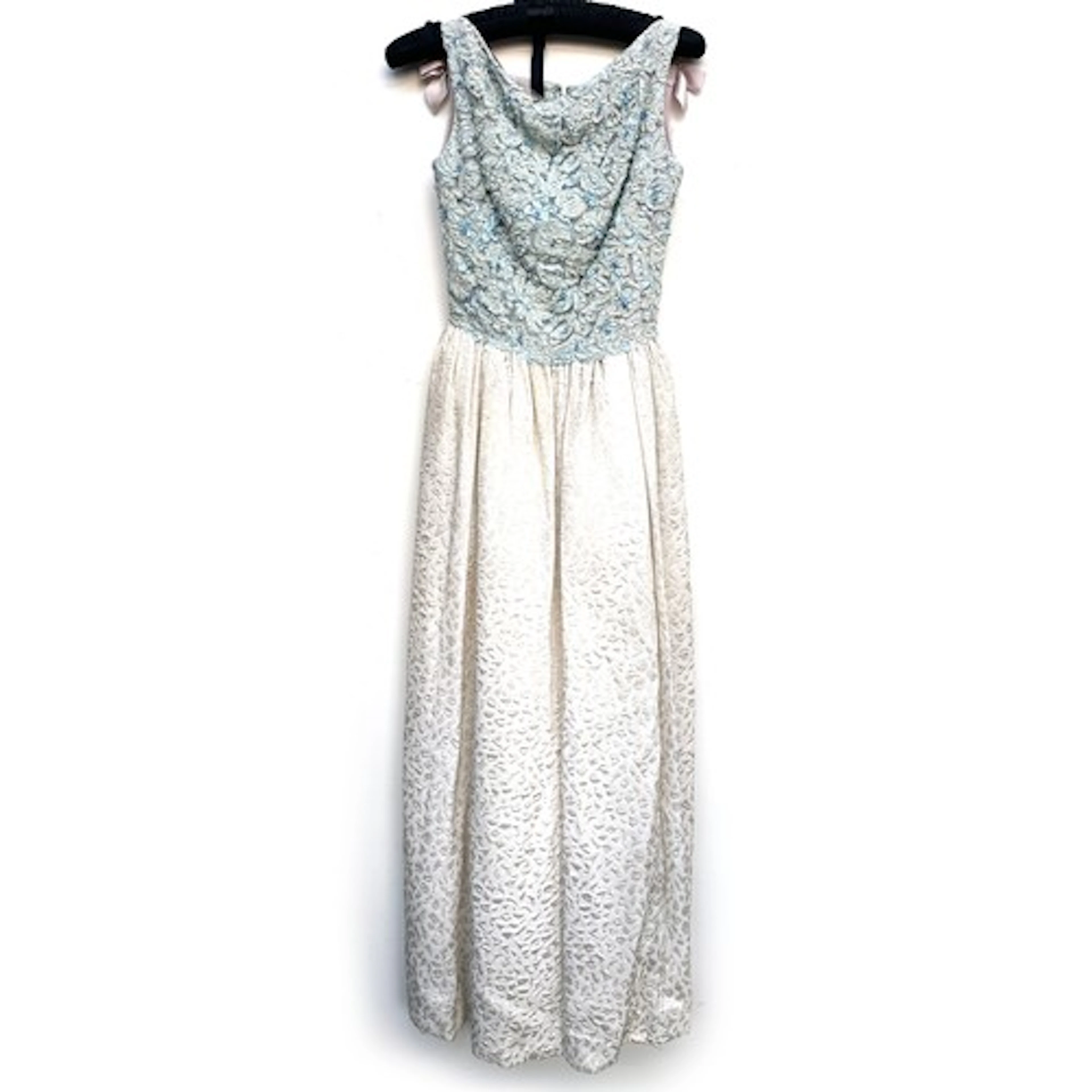 A 1960s ice blue beaded bodice ball gown. Provenance: The w...