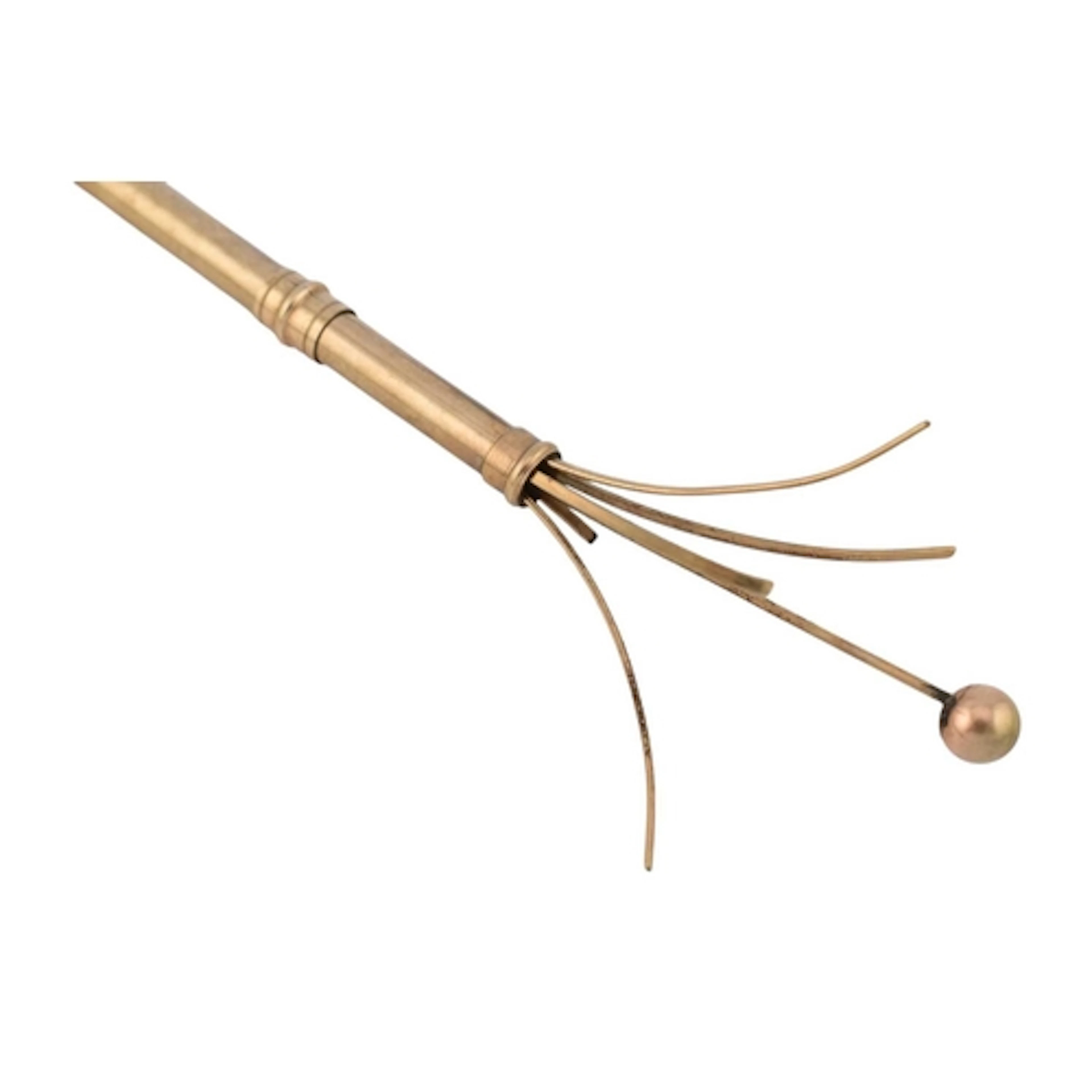A 9ct gold propelling champagne swizzle stick. Bail atop. St...