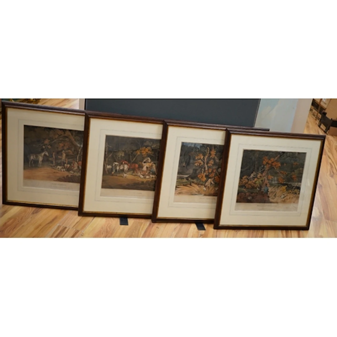 After Henry Alken, a set of four hunting interest colour lit...
