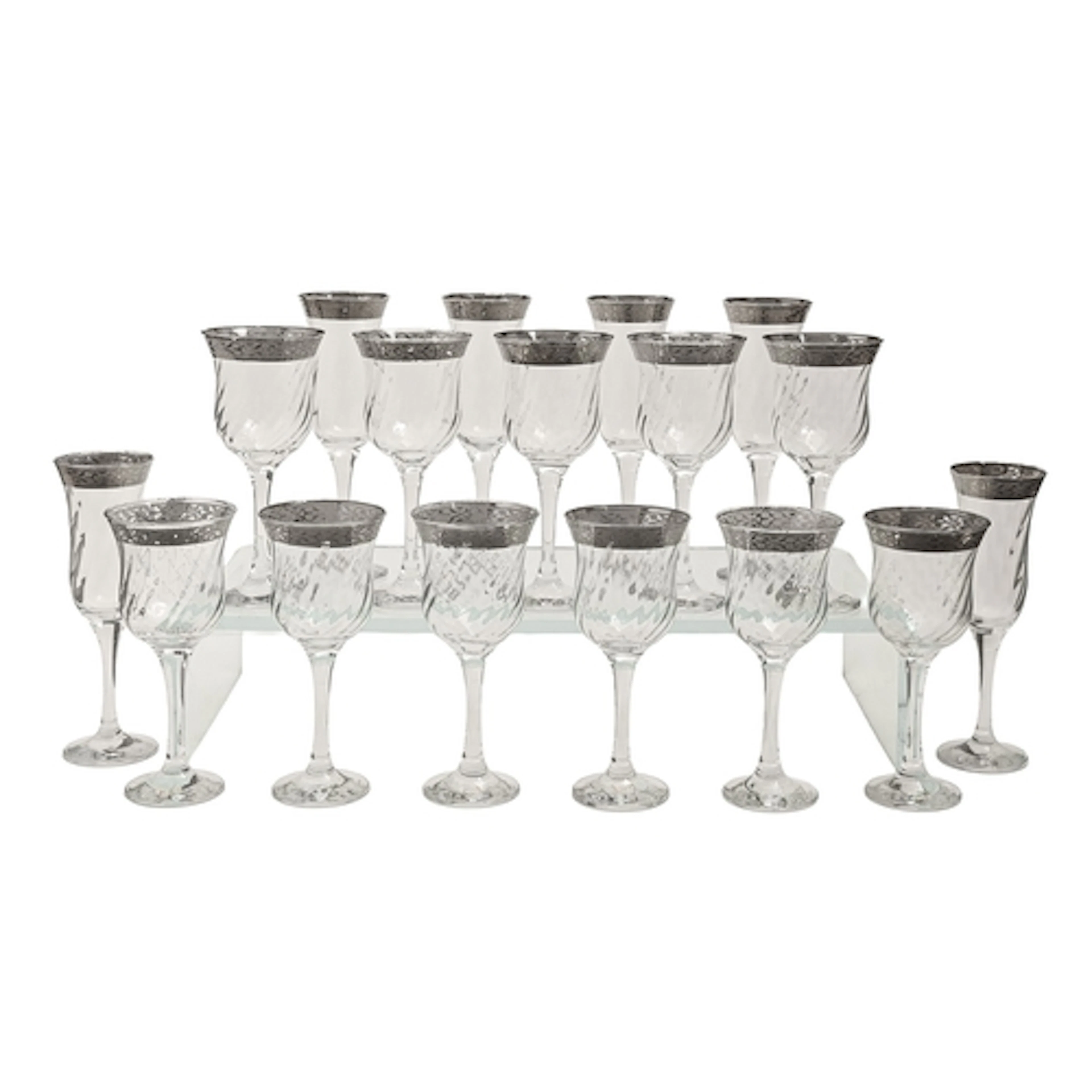 A suite of Vecchia Murano drinking glasses, late 20th c, wit...