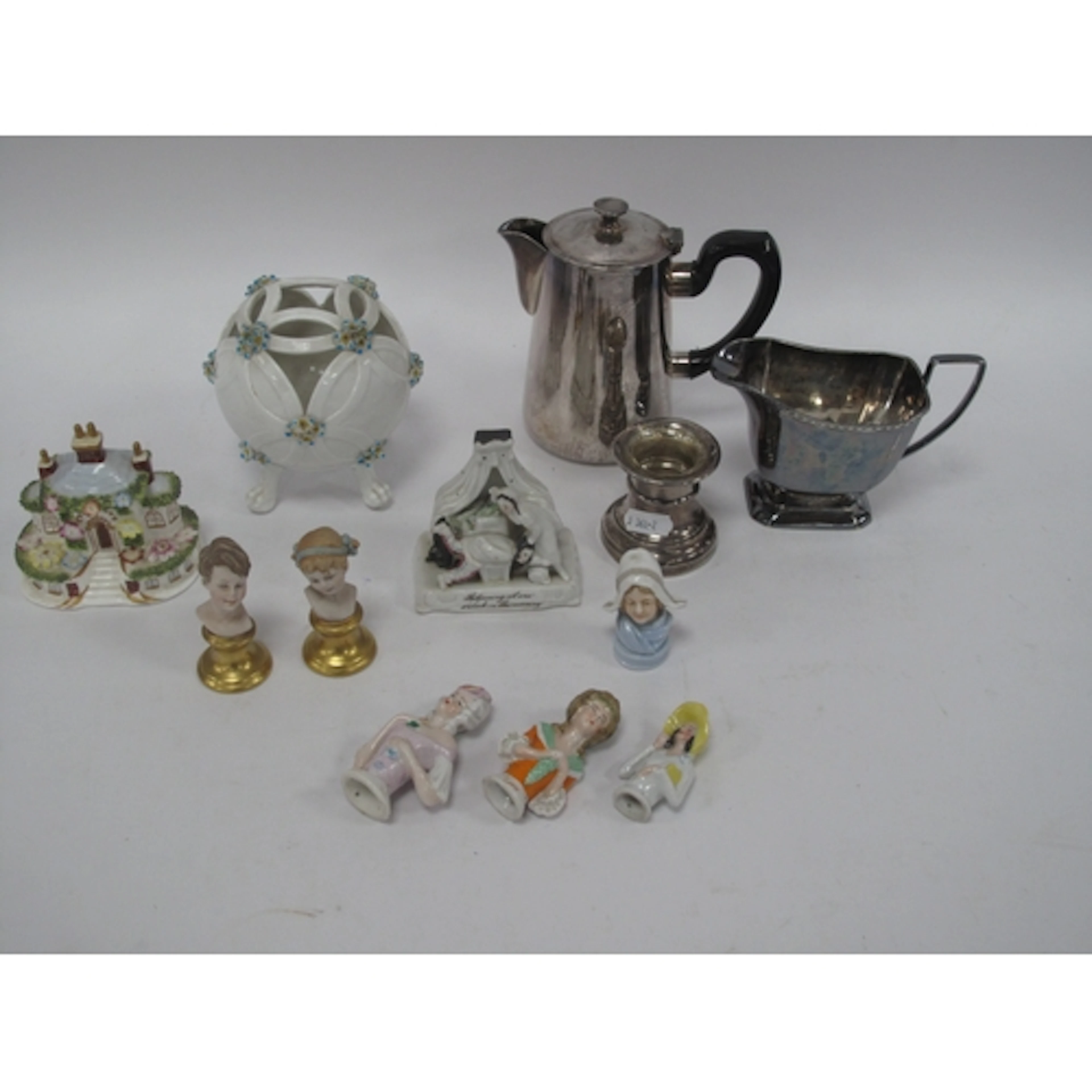 Collectables, including c1920 sterling silver inkwell with g...