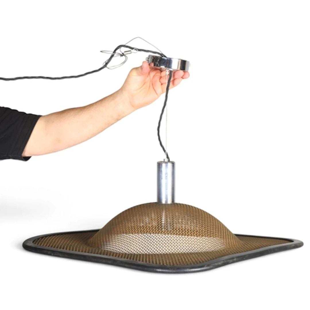 Reggiani Goffredo, Italy, a vintage steel mesh ceiling light...