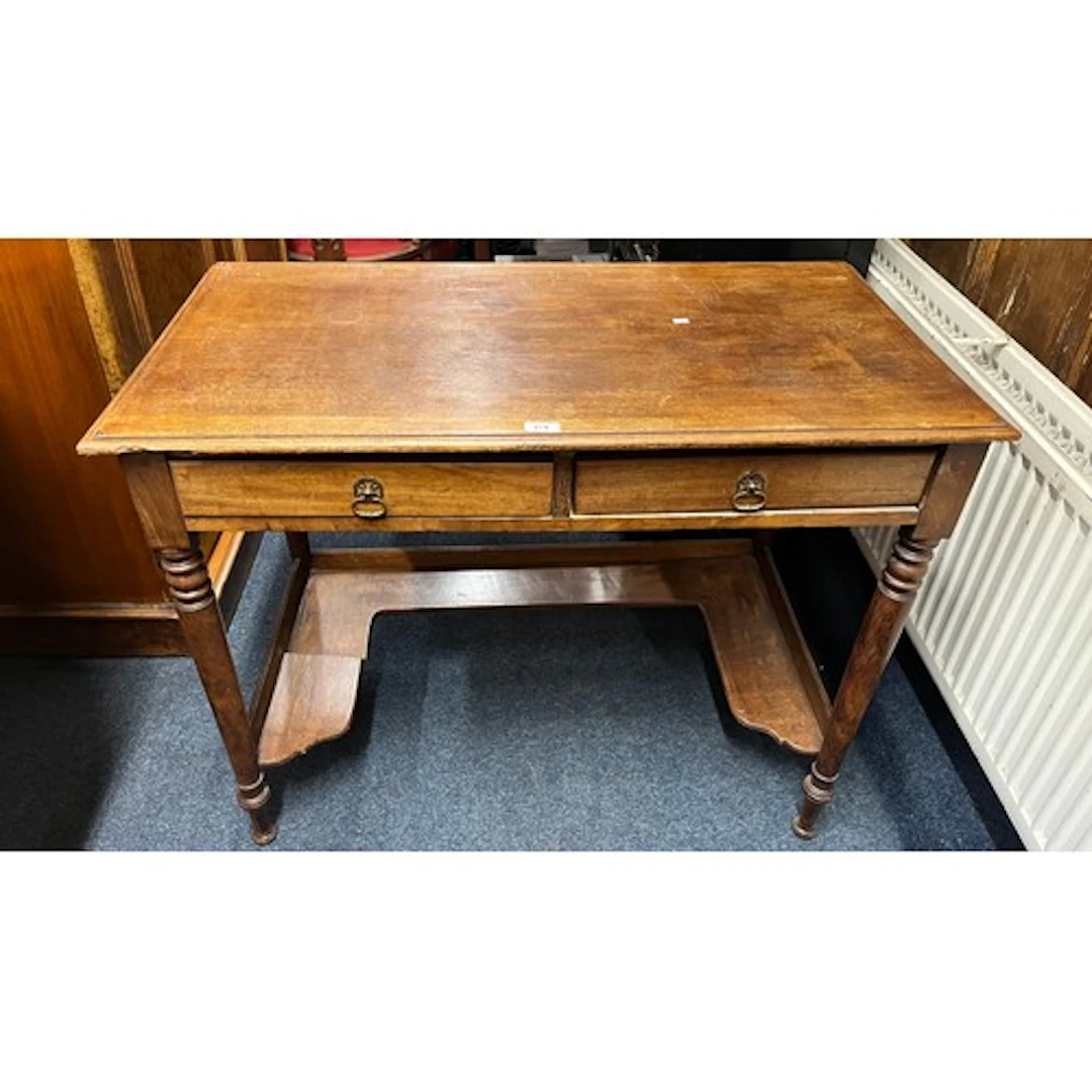 Mahogany writing desk fitted two drawers, 99cm long.