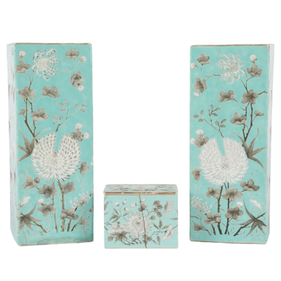 A pair of Chinese grisaille enamelled turquoise ground squar...