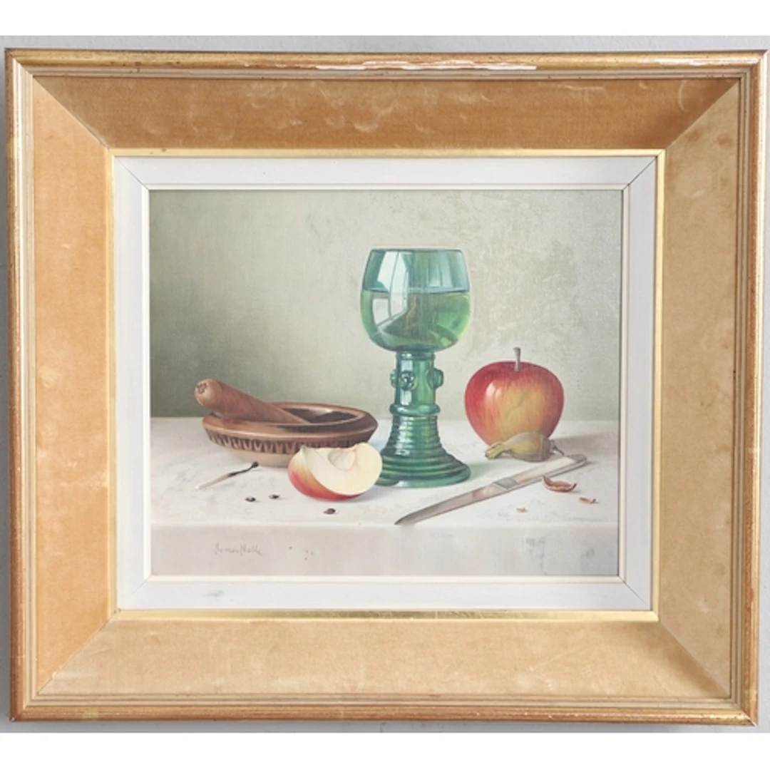 JAMES NOBLE (1919-1989). STILL LIFE OF DUTCH GLASS GOBLET, A...