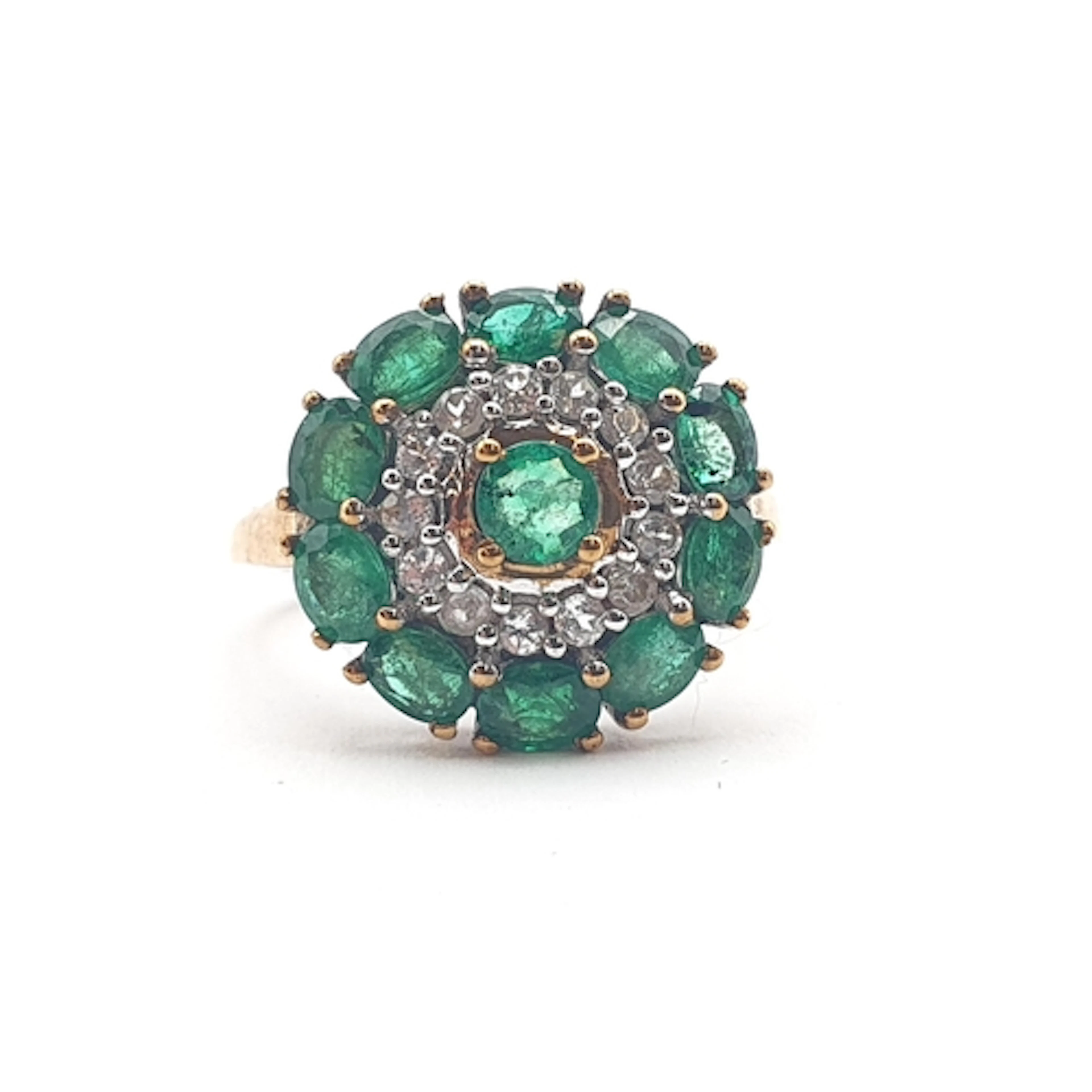 A Tsavorite Garnet and Diamond Cluster Ring, ring size N, ap...